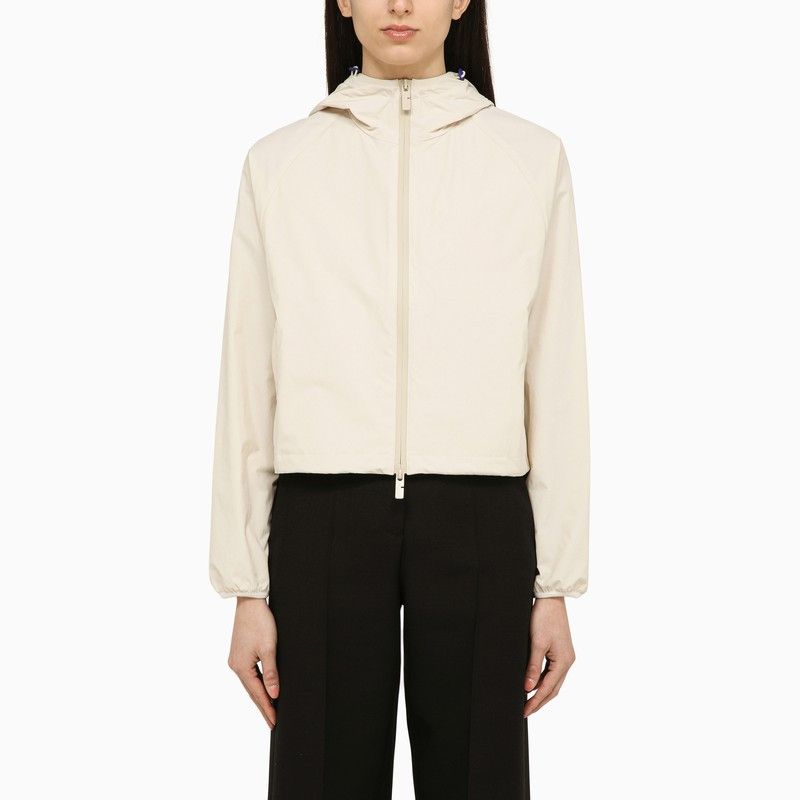 image of Burberry Nylon Cropped Jacket With Logo in Beige, Women's (Size XS)