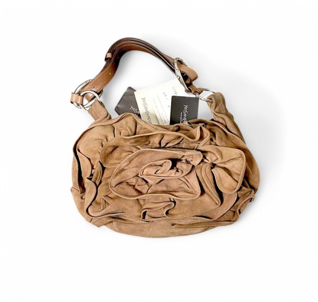 Yves Saint Laurent Yves Saint Laurent - Rive Gauche Suede Quilted Handbag Mocha Size ONE SIZE - 2 Thumbnail