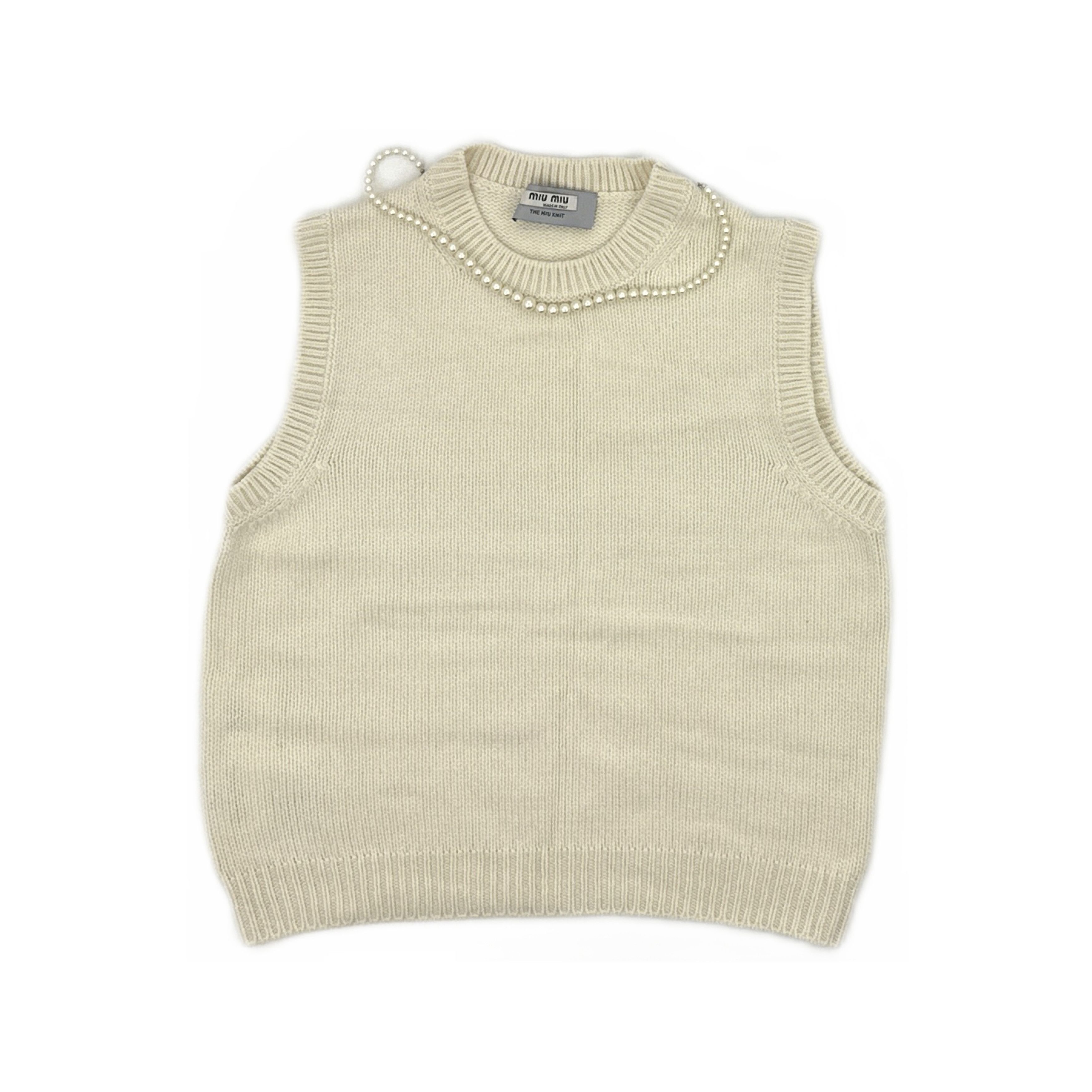 Miu Miu Miu Miu Pearl Embellished Knit Vest Size 42 Size M / US 6-8 / IT 42-44 - 1 Thumbnail