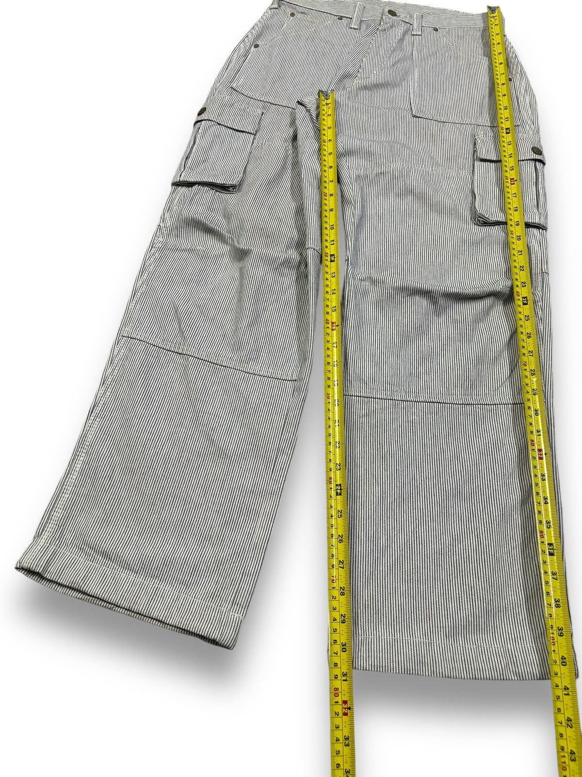 JNCO Vintage Japanese Brand Hickory Striped Baggy Cargo Jeans Size US 31 - 17 Thumbnail