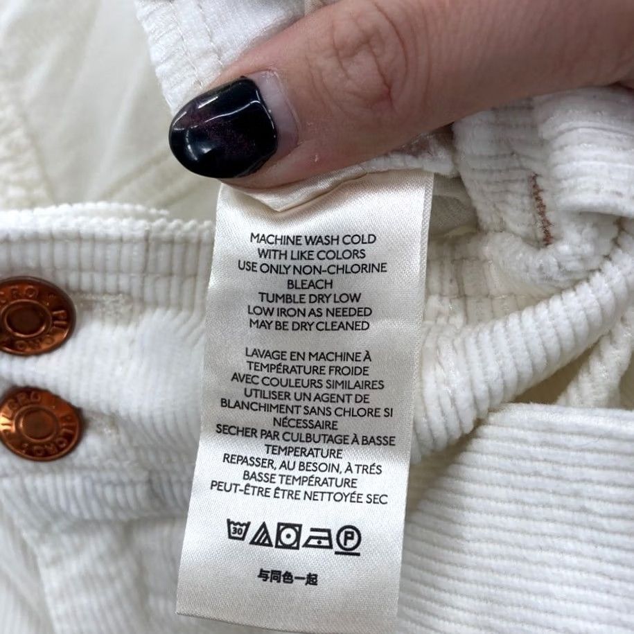 Vintage Anthropologie Pilcro Corduroy Cargo Pants Women's 31 White Stretch Ankle Zip Size 24" / US 00 / IT 34 - 6 Thumbnail