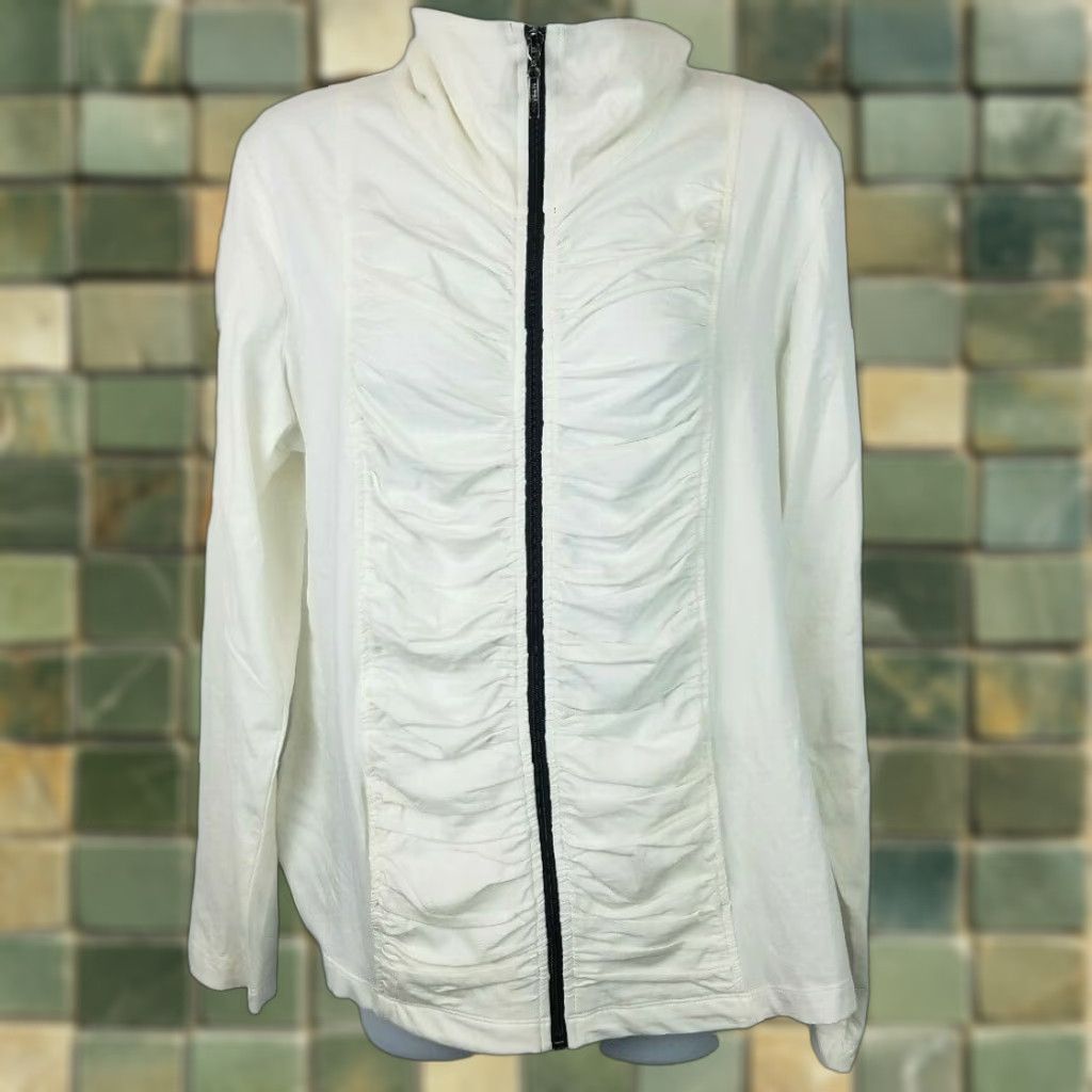 Peter Nygard Jacket Slim Track Jacket Women Large White Athleisure