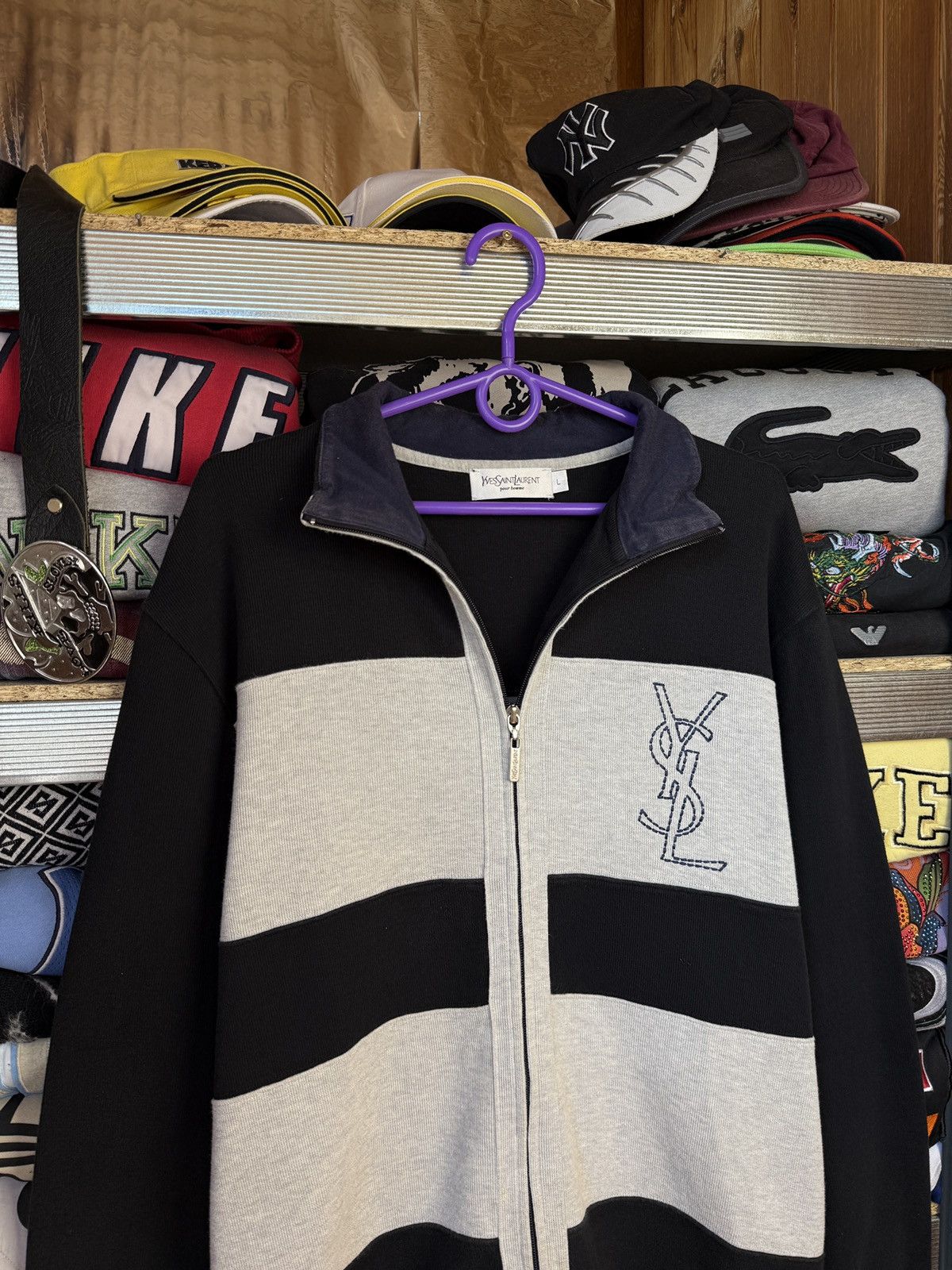 Vintage 90s Yves Saint Laurent Vintage Zip Sweatshirt Size US L / EU 52-54 / 3 - 3 Thumbnail