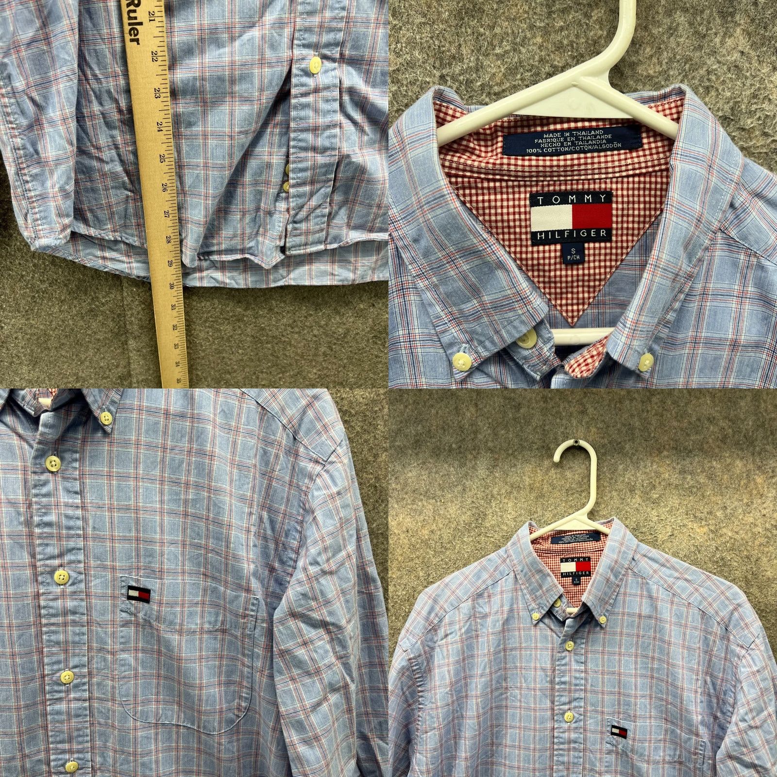 Tommy Hilfiger VINTAGE Tommy Hilfiger Shirt Mens Small Blue Pink Button Down Plaid Pocket 90s Size US S / EU 44-46 / 1 - 8 Thumbnail