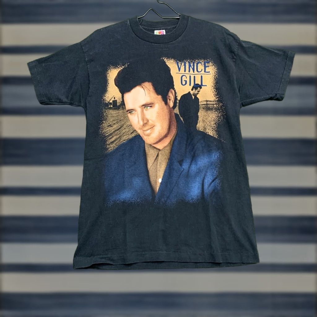 Fruit Of The Loom VINTAGE Vince Gill T-Shirt Men's Large Black Country Music Concert Tour Graphic 90s Country Fans Size US L / EU 52-54 / 3 - 1 Thumbnail
