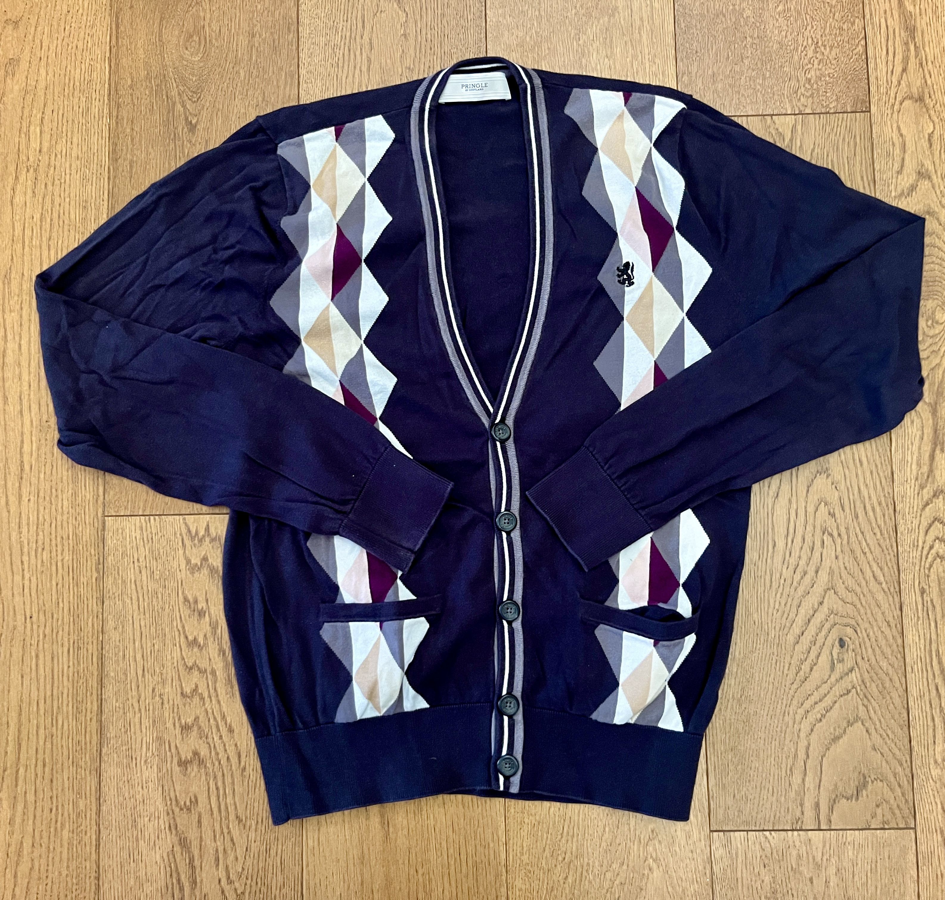 Pringle Of Scotland Pringle of Scotland Argyle Cotton Cardigan Sweater M Size US M / EU 48-50 / 2 - 2 Thumbnail