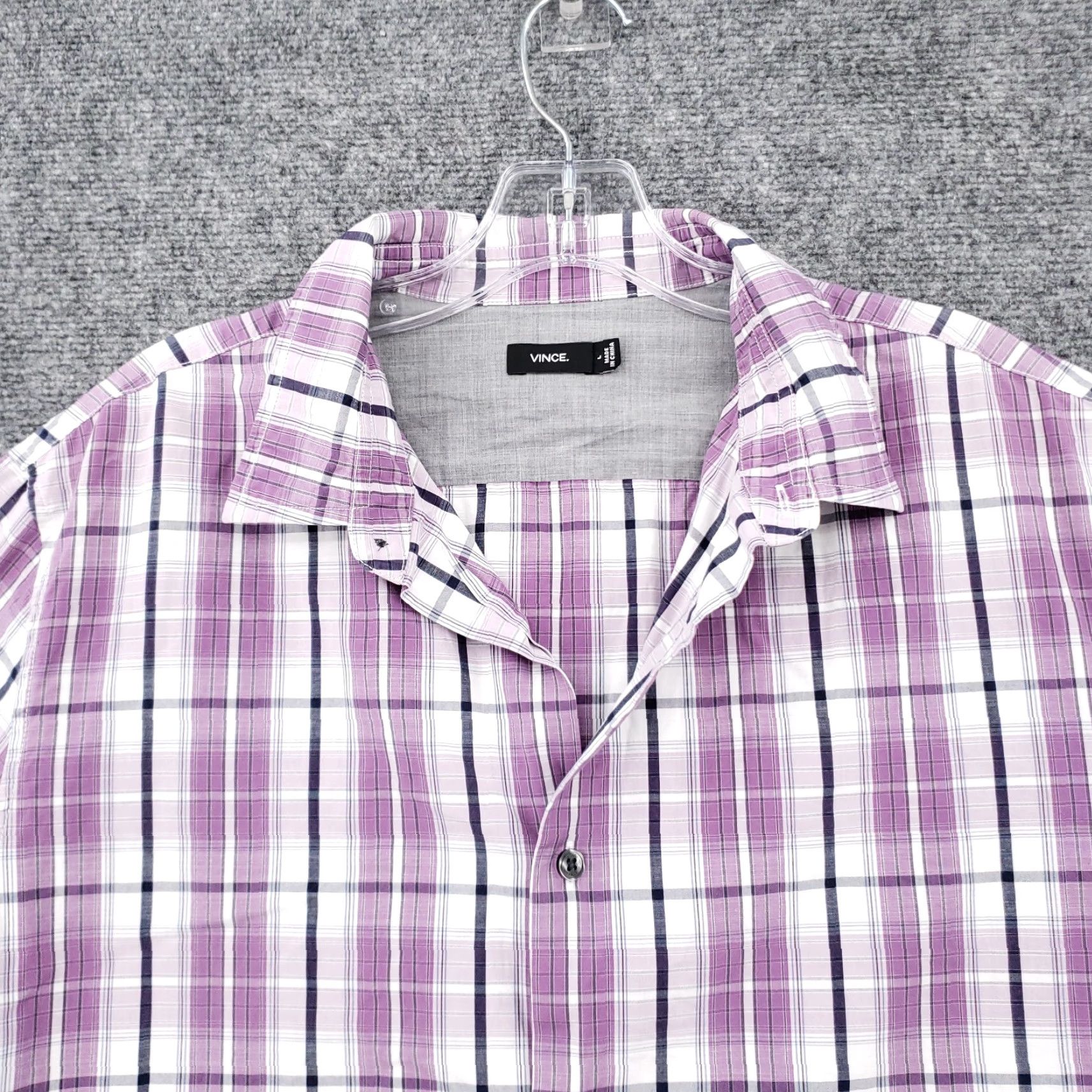Vince Vince Shirt Mens L Large Button-Up Purple Plaid Short Sleeves Camp Casual Size US L / EU 52-54 / 3 - 6 Thumbnail