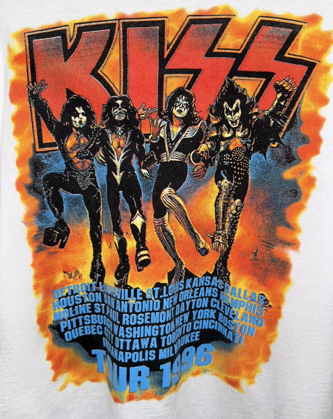 Designer Vintage Kiss Double Sided 1996 Tour White Rock Band Shirt XL Size US XL / EU 56 / 4 - 4 Thumbnail