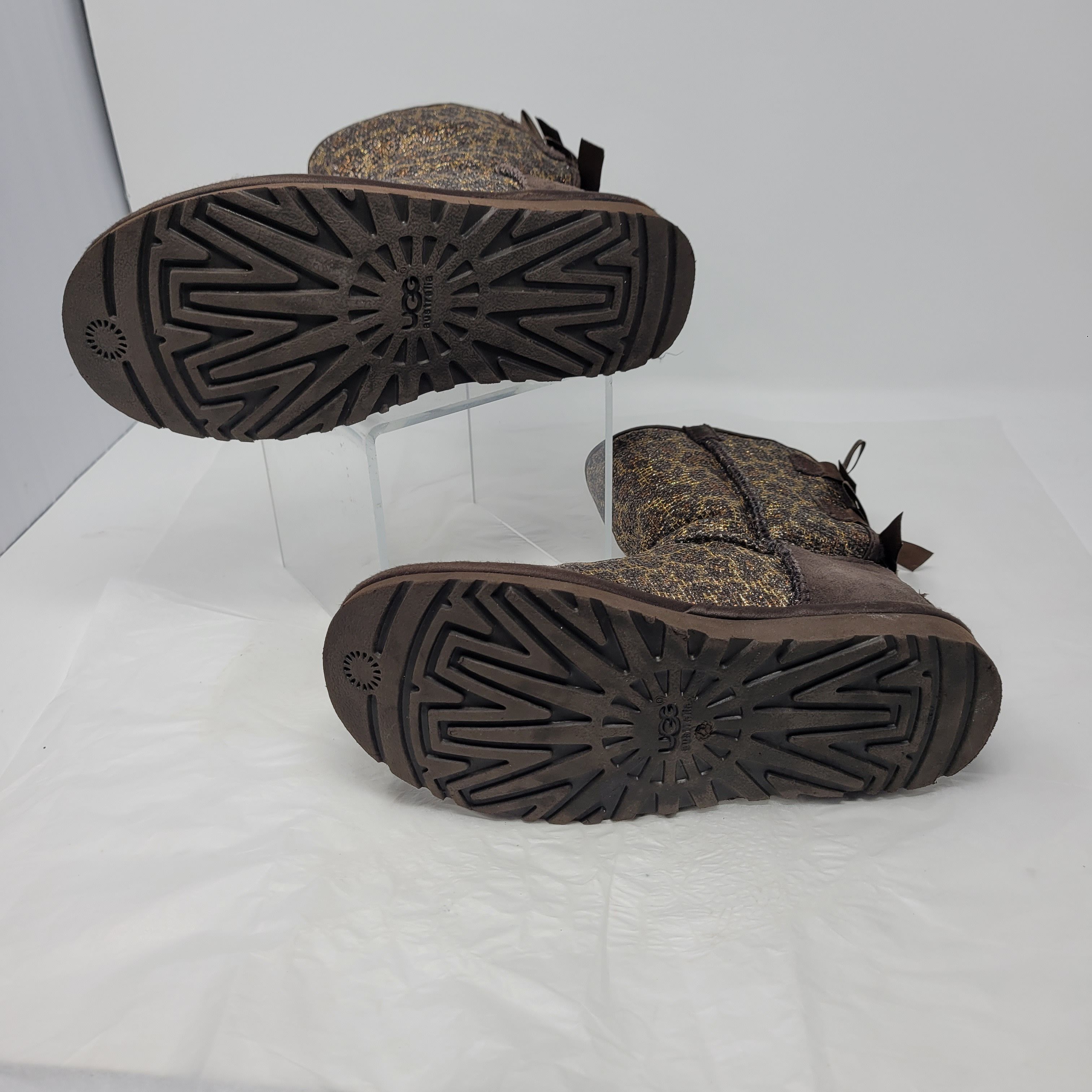 Ugg Bailey Bow Leopard Gold Glam Sheepskin Boots Sz 5 Size US 5 / IT 35 - 9 Thumbnail