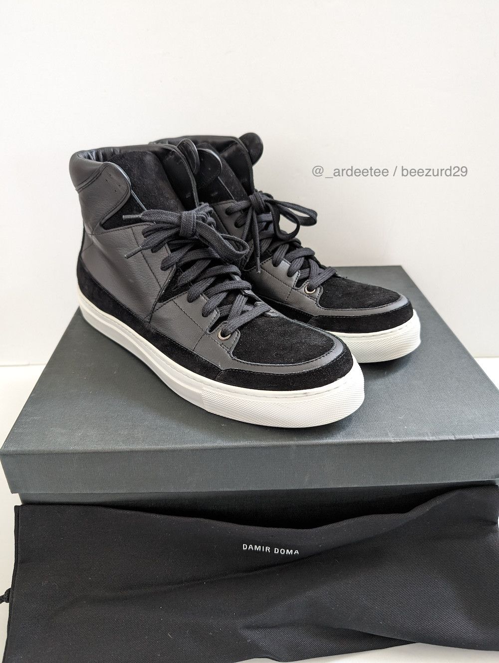 Damir Doma *NEW* BLACK FIDREA LEATHER/SUEDE HIGH TOP SNEAKERS Size US 8 / EU 41 - 1 Thumbnail
