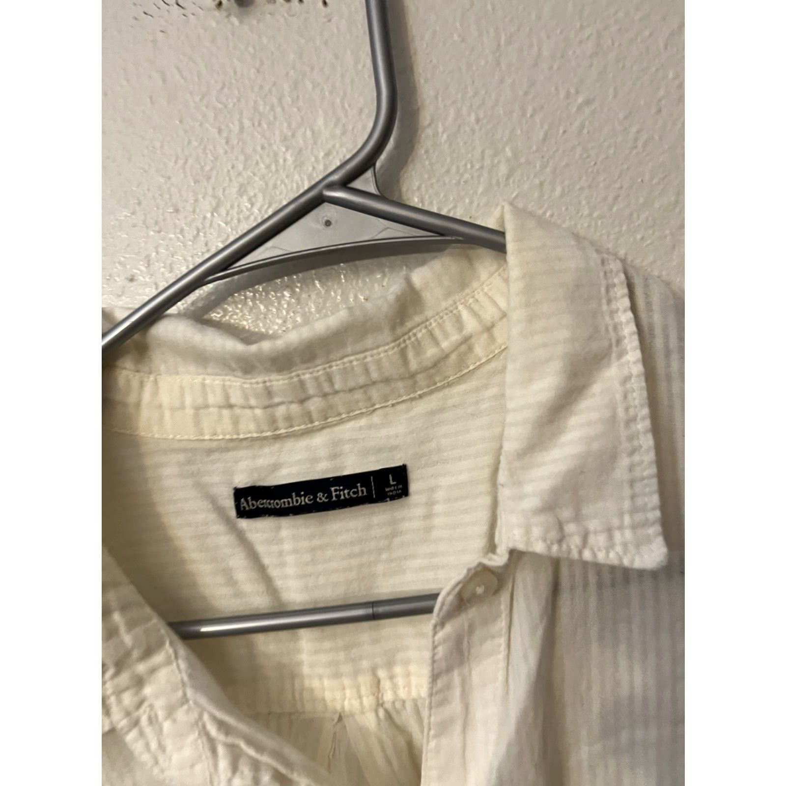 Abercrombie & Fitch Abercrombie & Fitch Button-Up Ivory Short Sleeve Blouse L Womens Plain Solid Casual Beach Preppy Vintage No Size L / US 10 / IT 46 - 2 Thumbnail