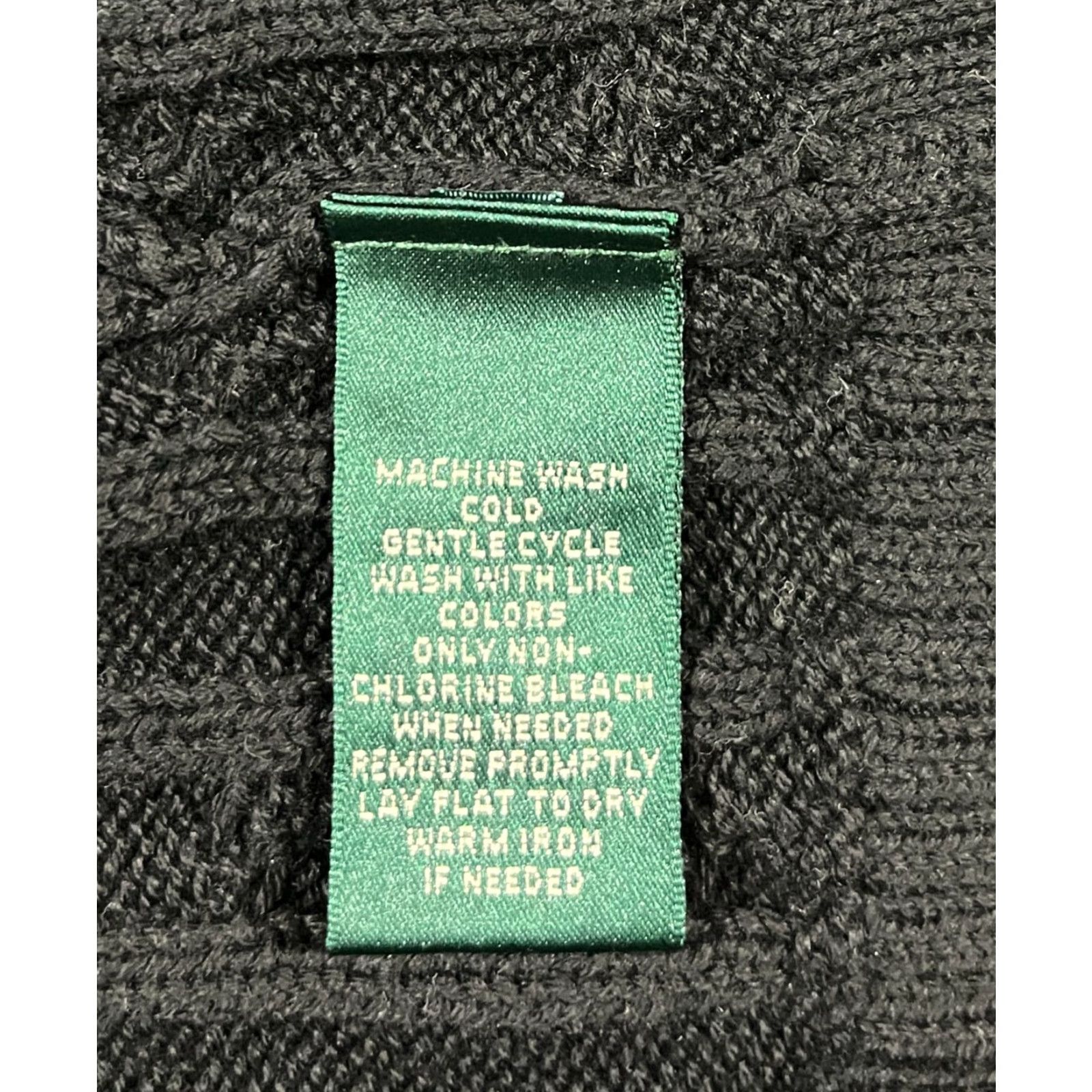 Ralph Lauren VINTAGE Lauren Ralph Lauren Women's Cable Knit V-Neck Cricket Sweater XL Black Pullover Knit Sweater Size XL / US 12-14 / IT 48-50 - 7 Thumbnail