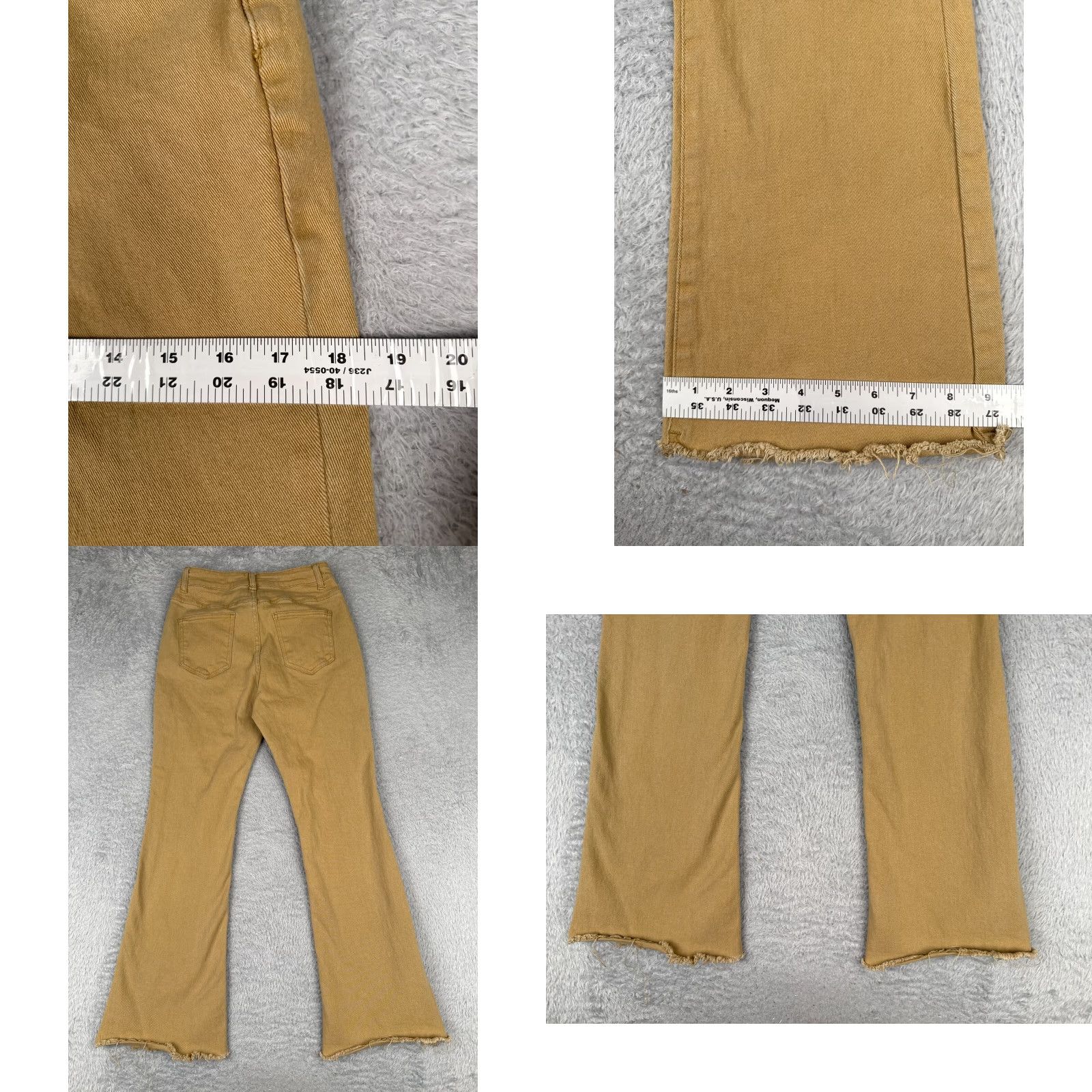 Lands' End VINTAGE Jeans Womens 25 Beige Butterscotch Flared High Rise Cotton Blend Raw Hem 25x28 Lands' End Denim 5-Pocket Womens Jeans Size 42" / US 20 - 9 Thumbnail