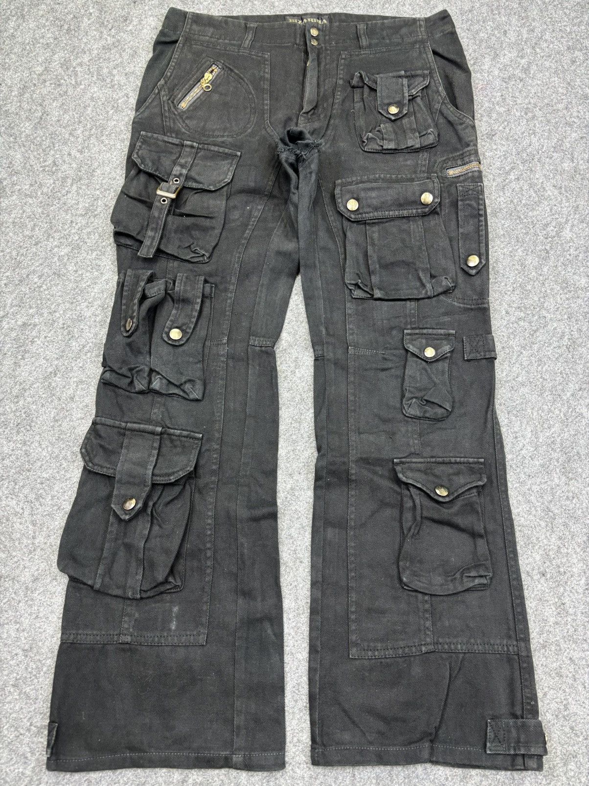 Japanese Brand 💥Flare💥 BIZARRIA Multipockets Parachute Jeans F723 Size US 31 - 19 Thumbnail