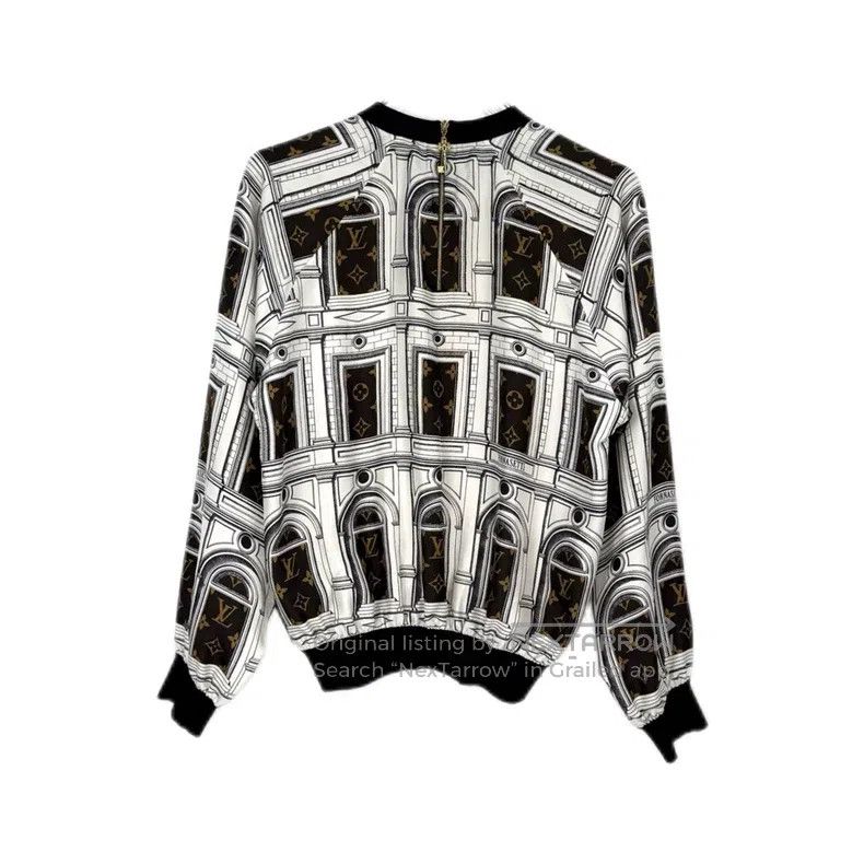 Louis Vuitton Louis Vuitton White Brown Old Pattern Mulberry Silk Cardig Size US XS / EU 42 / 0 - 2 Thumbnail