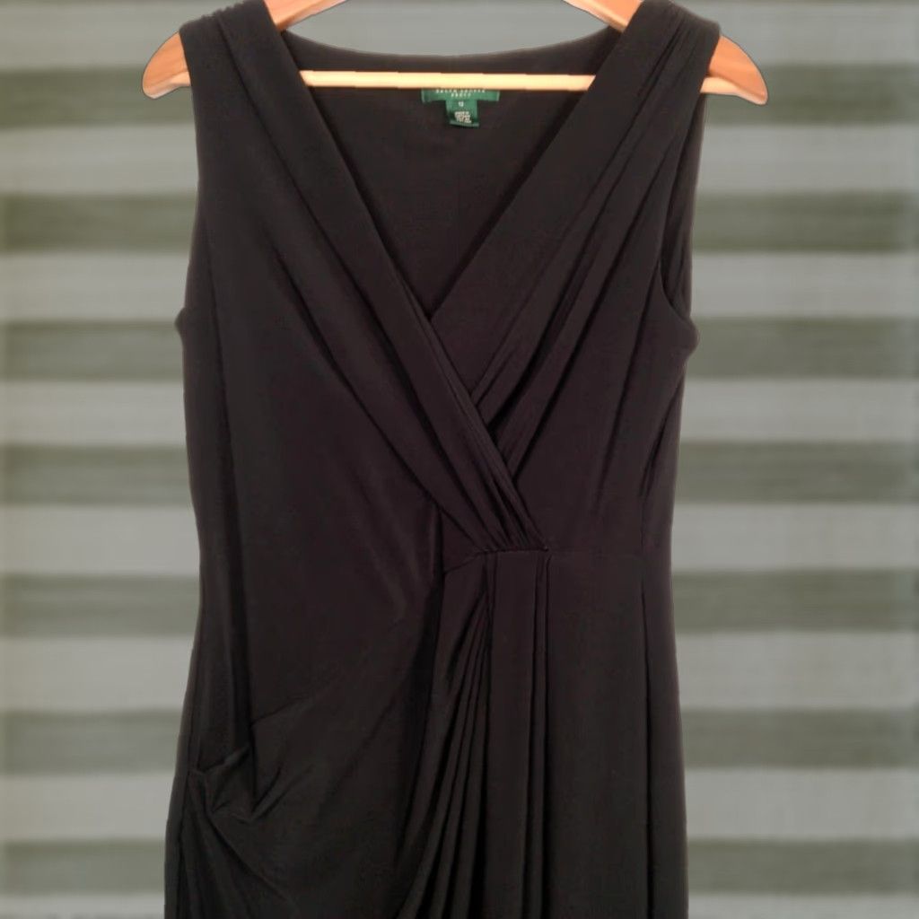 Ralph Lauren Lauren Ralph Lauren Dress Black Size 12 Faux Wrap Stretch Sleeveless Lined LBD Women Size XL / US 12-14 / IT 48-50 - 1 Thumbnail