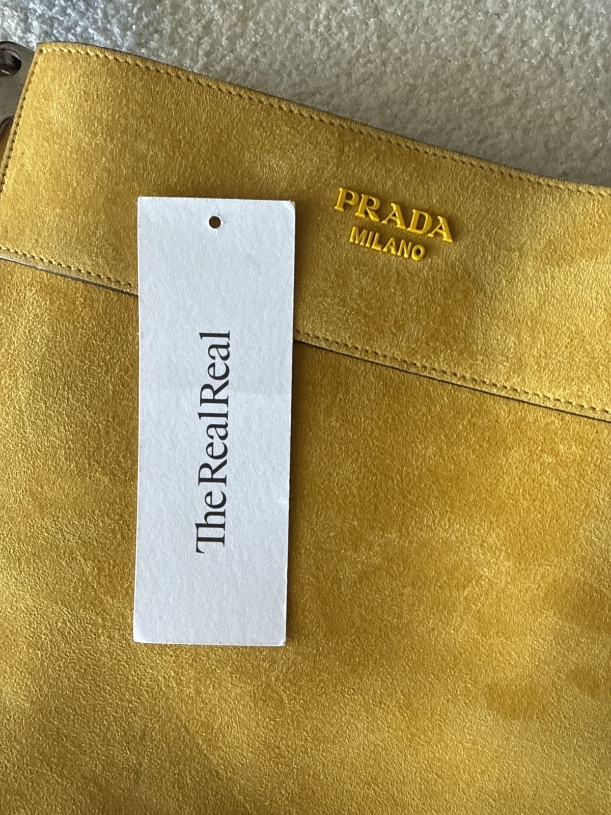 Prada Prada Yellow Margit Suede Tote Bag Size ONE SIZE - 2 Thumbnail
