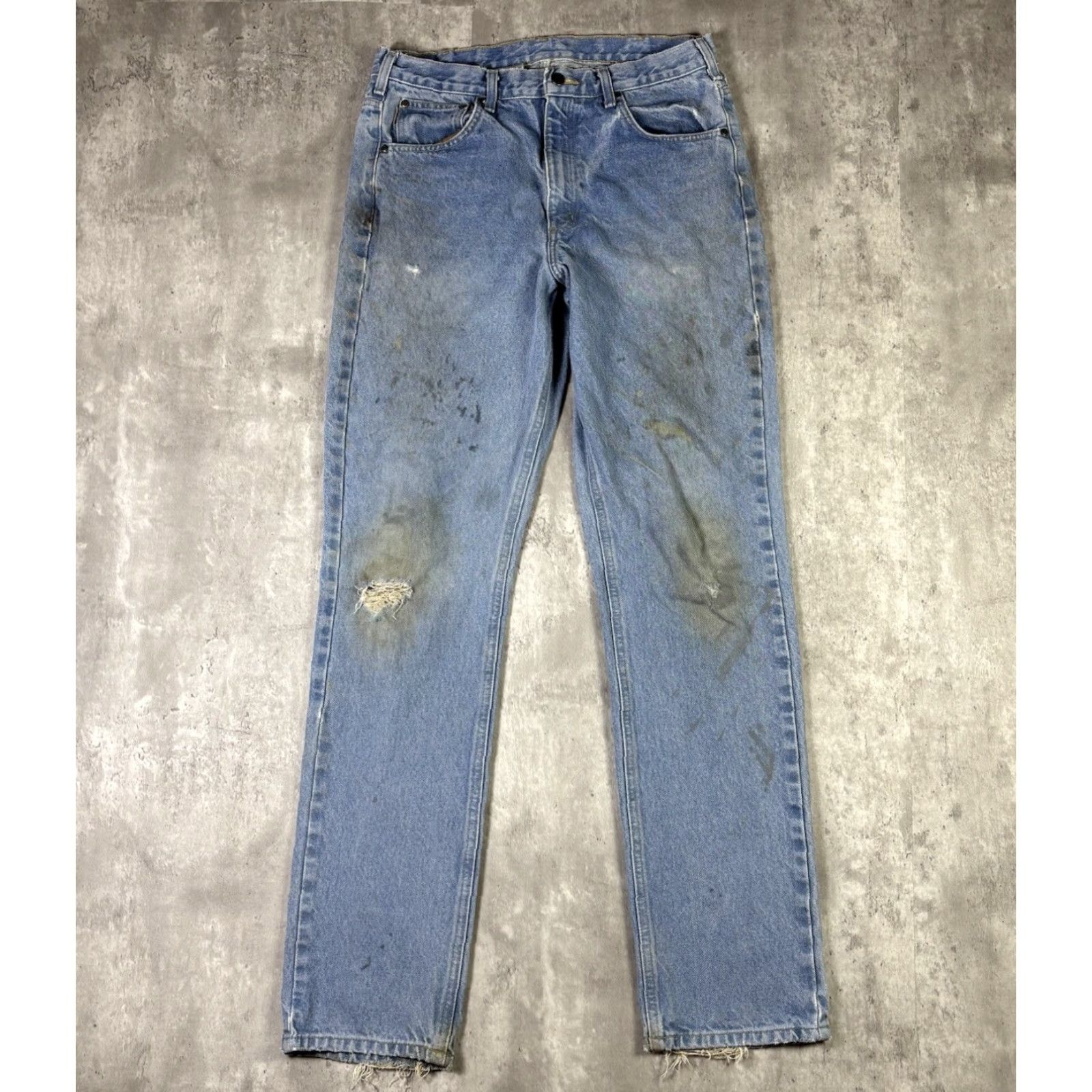 Carhartt VINTAGE Carhartt Jeans Light Blue Wash Straight Leg 34x36 Men Denim USA 90s Cotton Relaxed Regular Inseam 36" B18 STW Size US 34 / EU 50 - 2 Thumbnail