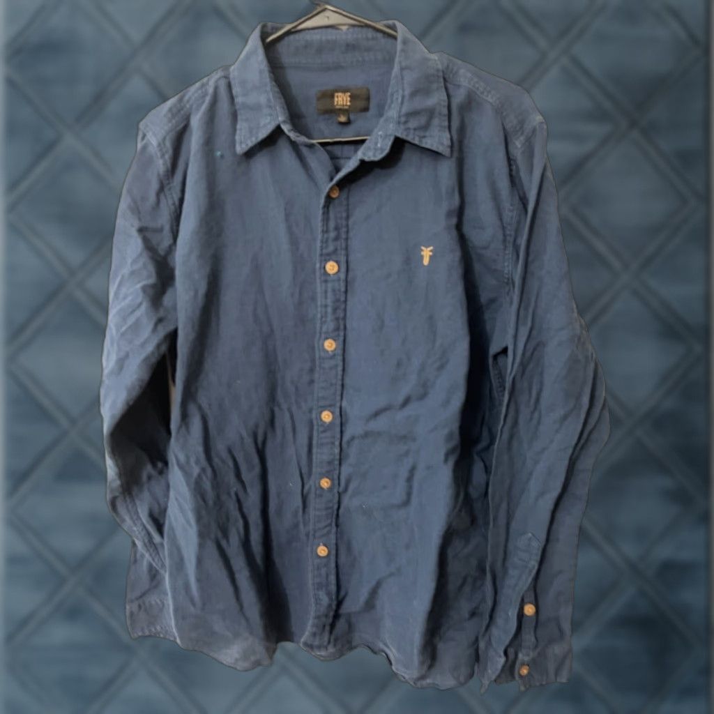 Frye VINTAGE Frye Blue Long Sleeve Button-Up Shirt Mens Large 100% Cotton Size US L / EU 52-54 / 3 - 1 Thumbnail
