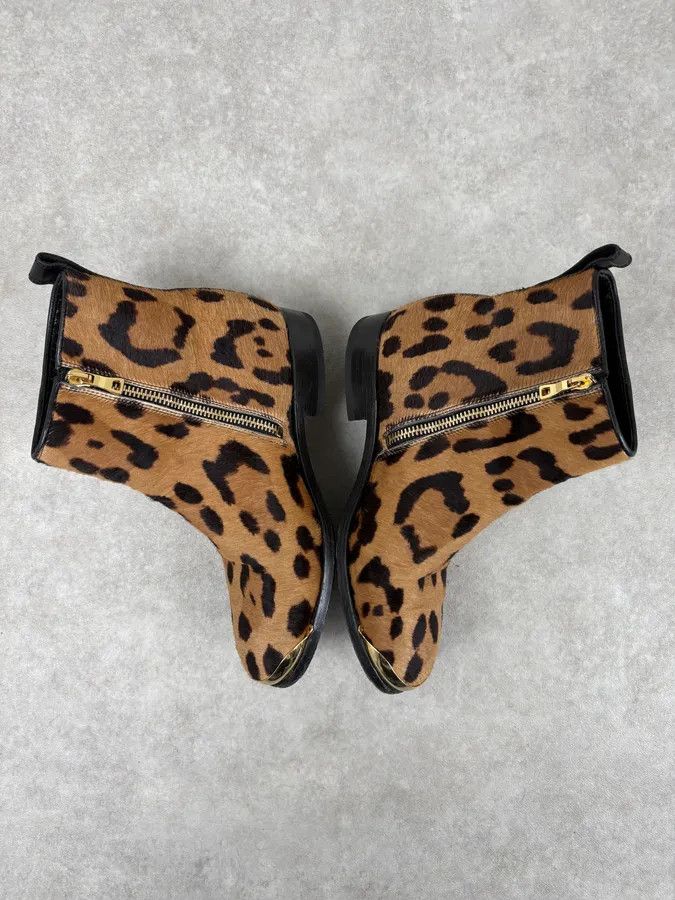 Balmain 2010s Balmain Leopard Print Fur Leather Boots Size US 7 / IT 37 - 4 Thumbnail