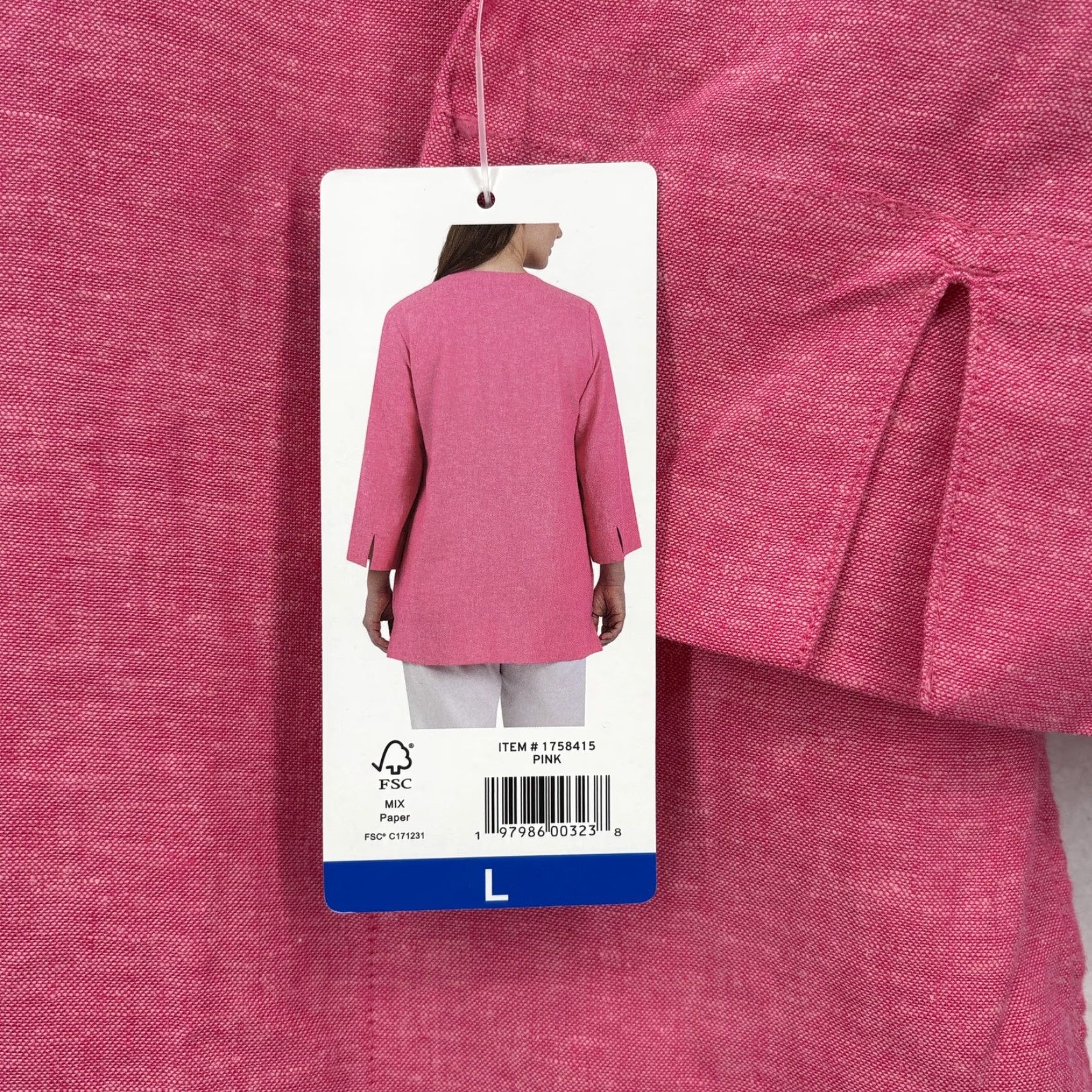 Lands' End Lands' End Shirt Womens Large Pink Split Neck 3/4 Sleeve Linen Tunic Top Preppy Size L / US 10 / IT 46 - 4 Thumbnail