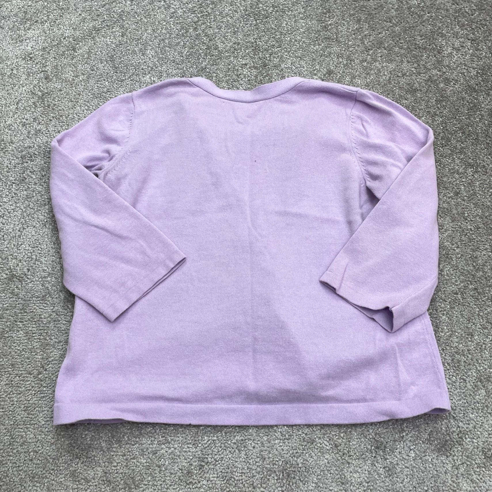 Vintage Christopher & Banks Cardigan Sweater Womens Medium Purple Knit Casual Lace Solid 100% Cotton - Fall Spring - Regular Size M Womens Size M / US 6-8 / IT 42-44 - 2 Thumbnail