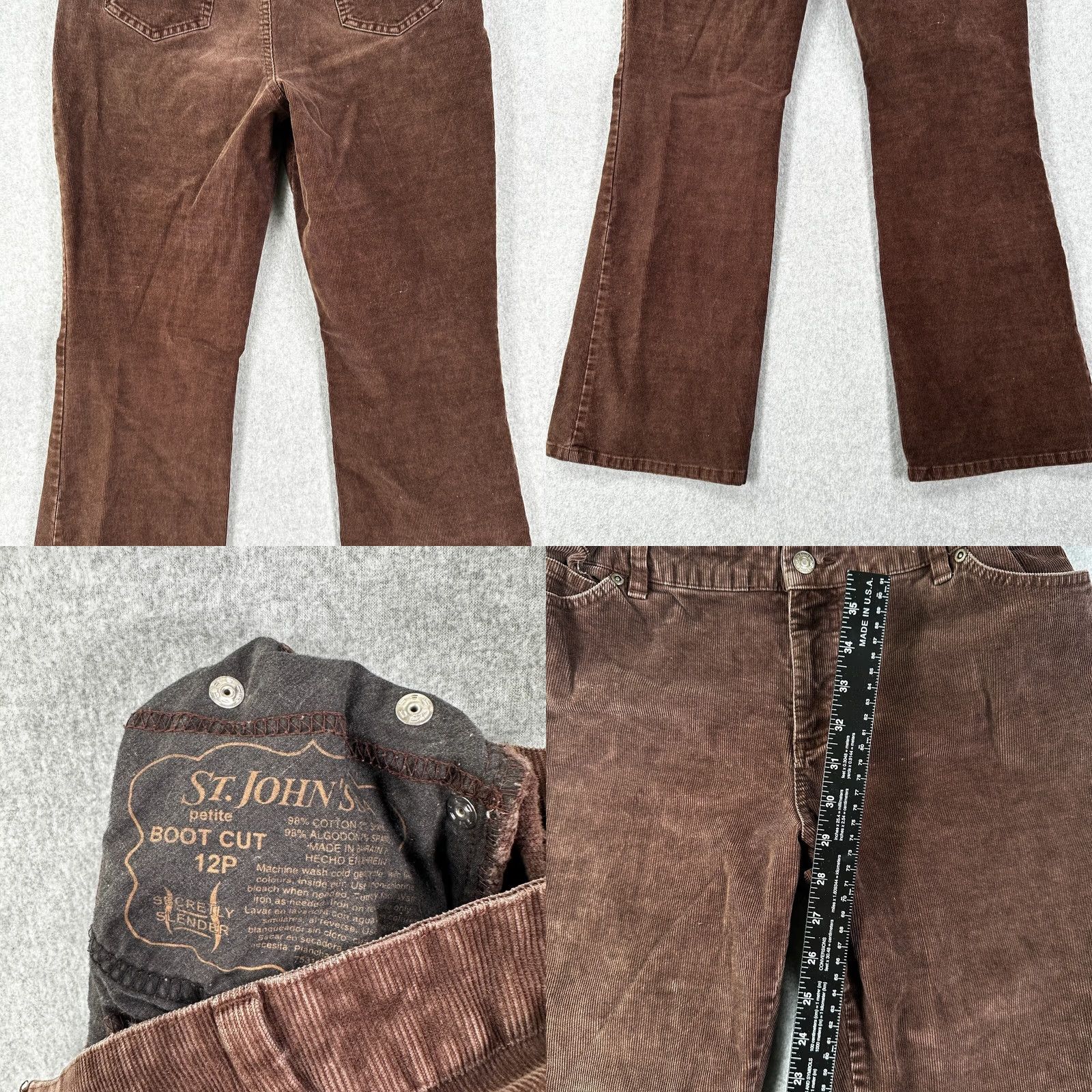Vintage St. John's Bay Chino Pants Brown Women's 12P Bootcut Corduroy Pockets Regular Inseam 29P Size 34" / US 12 / IT 48 - 8 Thumbnail