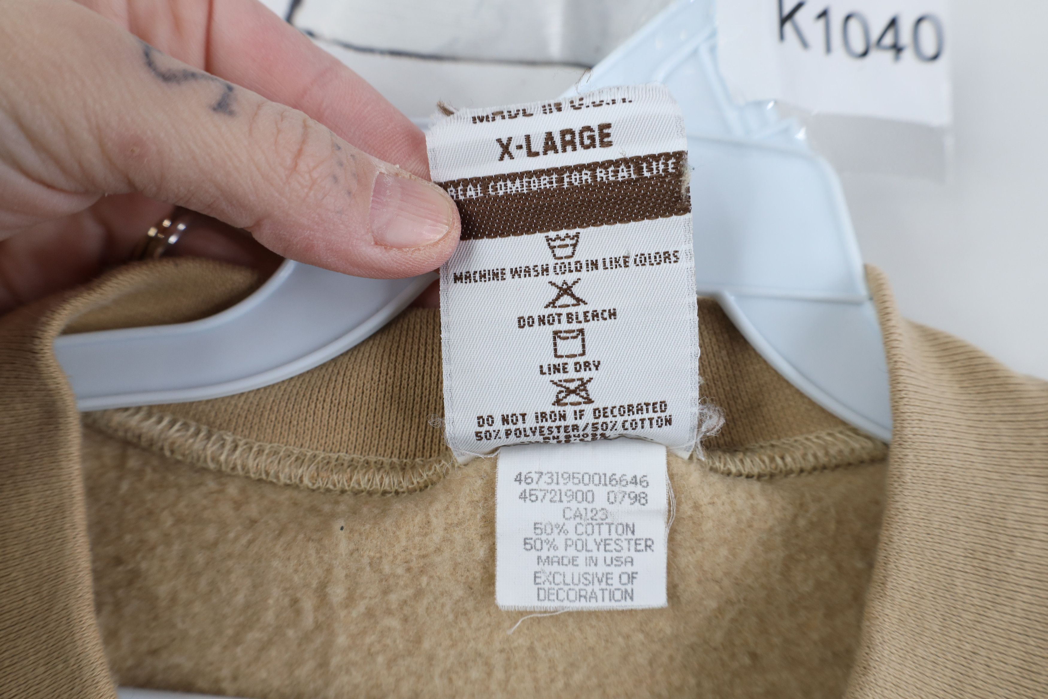 Vintage Vintage 90s Streetwear Crewneck Sweatshirt Sand Brown USA Size US XL / EU 56 / 4 - 4 Thumbnail