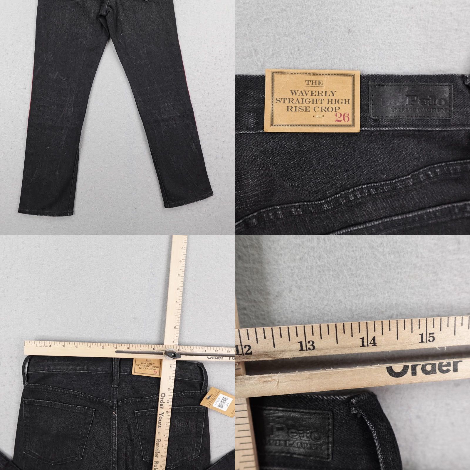 Polo Ralph Lauren Polo Ralph Lauren High Rise Crop Jeans Women 26 Black Stripe NEW Size 26" / US 2 / IT 38 - 8 Thumbnail