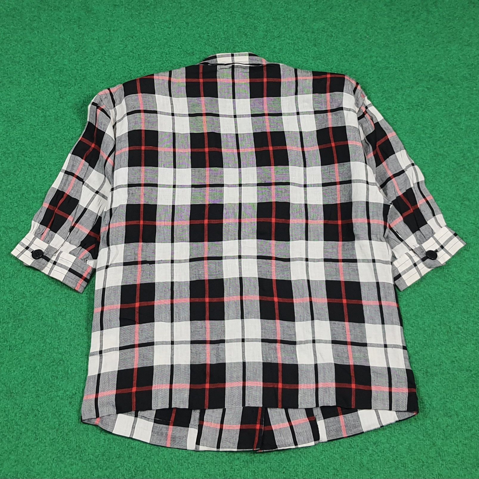 Givenchy Vintage Givenchy Glamour Plaid Linen Blazer Jacket C308N15 Size L / US 10 / IT 46 - 3 Thumbnail