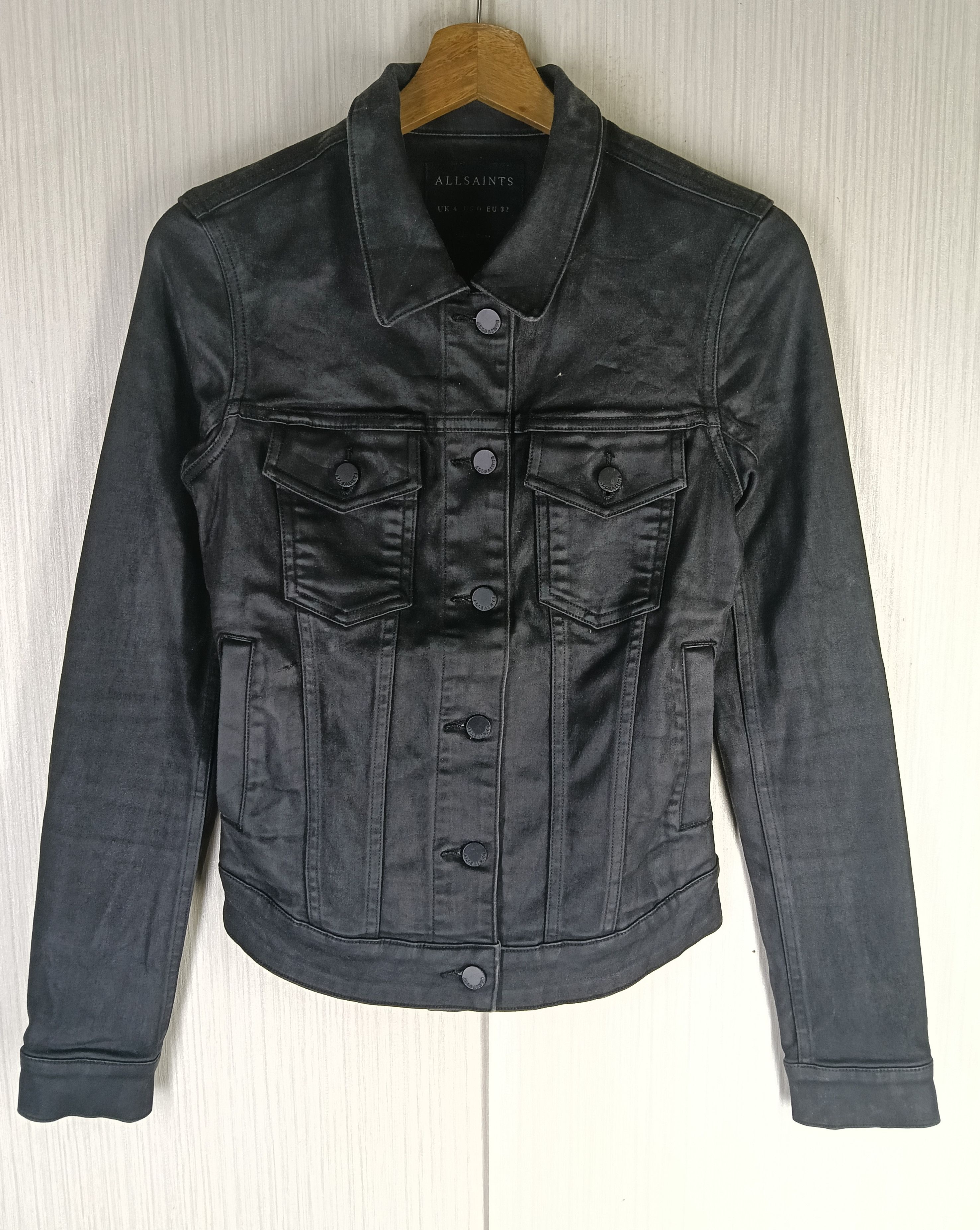 Allsaints Rare Allsaints Biker Black Denim Jacket Size US XS / EU 42 / 0 - 1 Thumbnail
