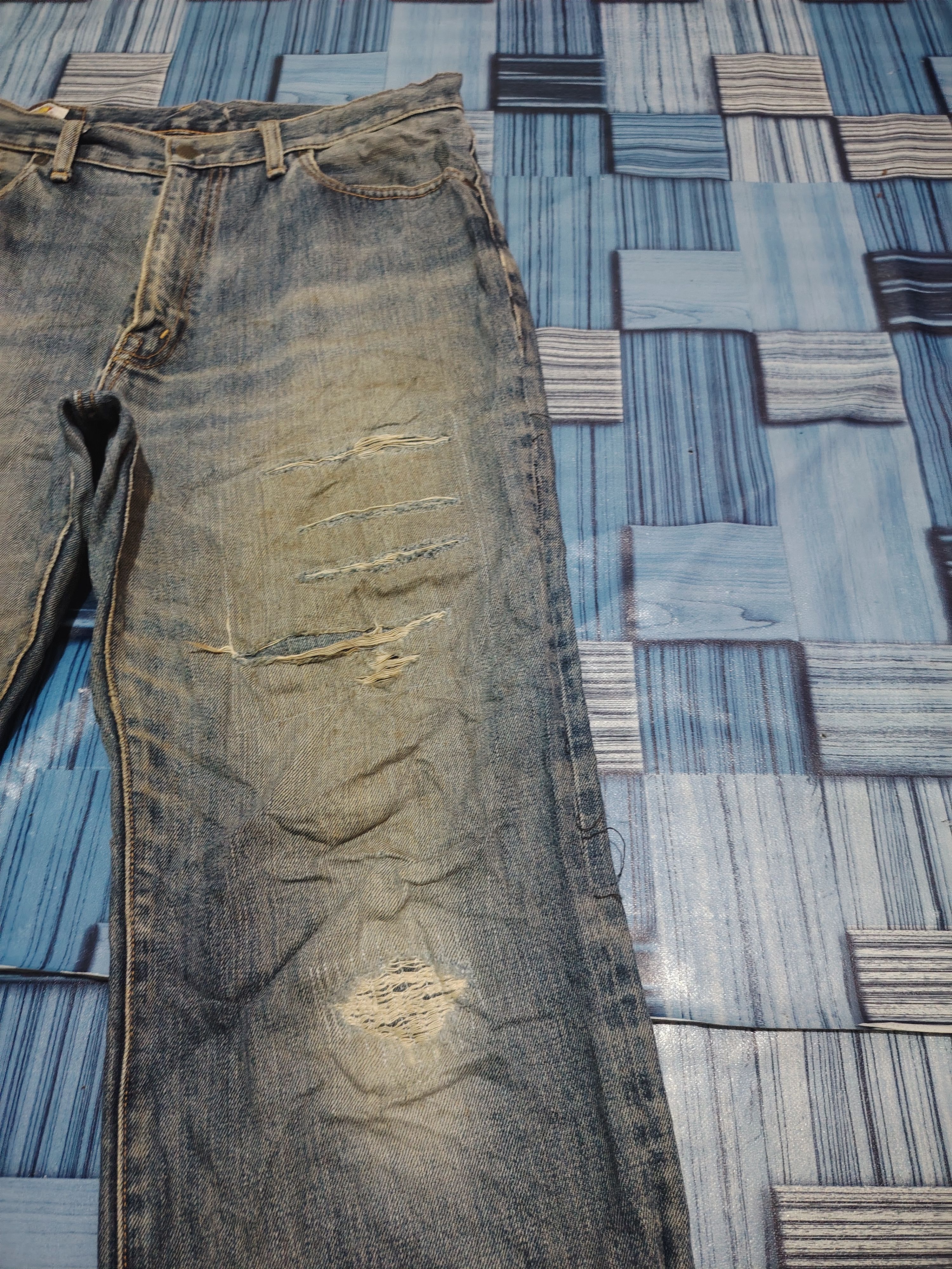 Big John Japanese Big John Distressed Jeans Baggy Style Size US 33 - 4 Thumbnail