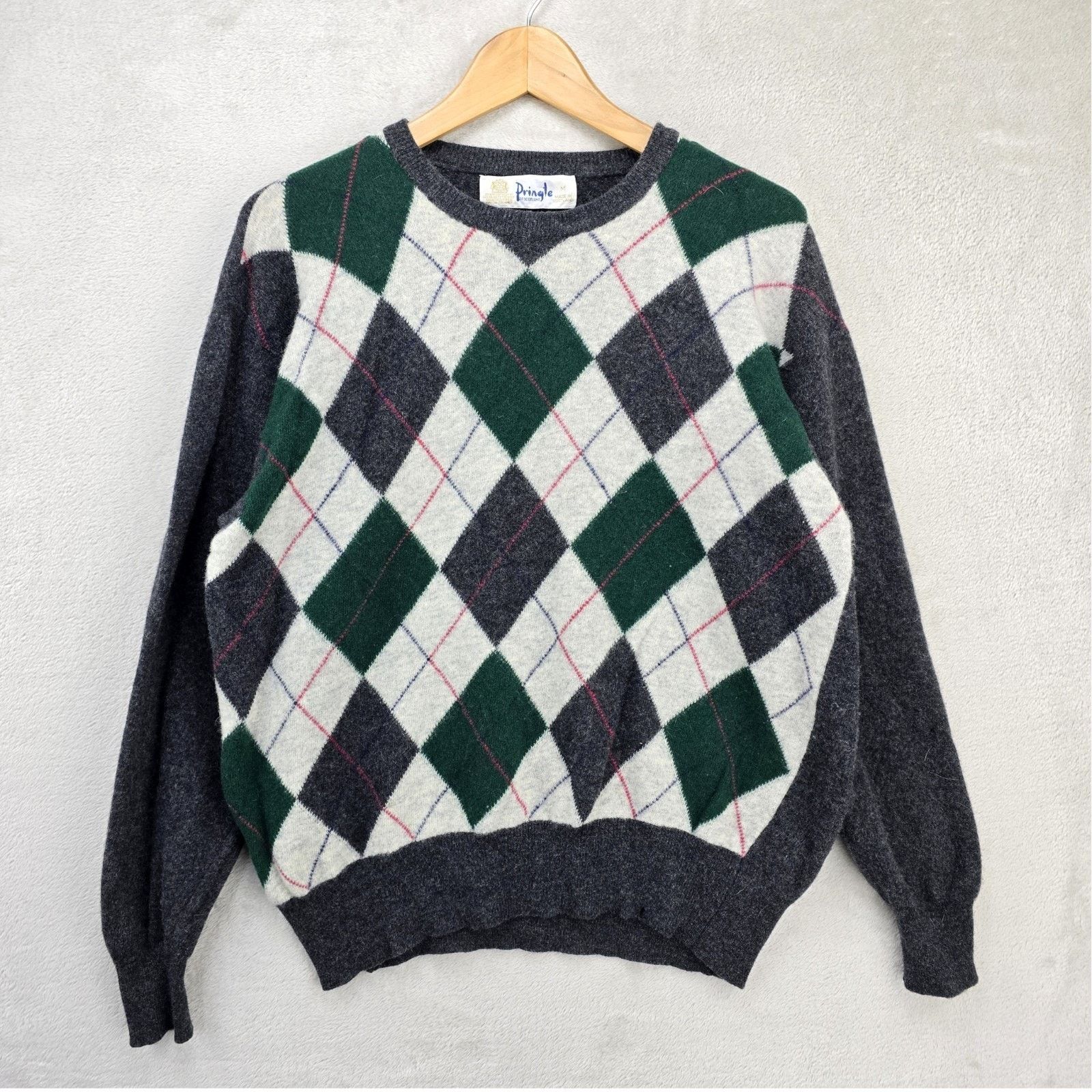 Pringle Of Scotland VTG Pringle Of Scotland Argyle Wool Sweater Medium *FLAWS* Size M / US 6-8 / IT 42-44 - 1 Thumbnail