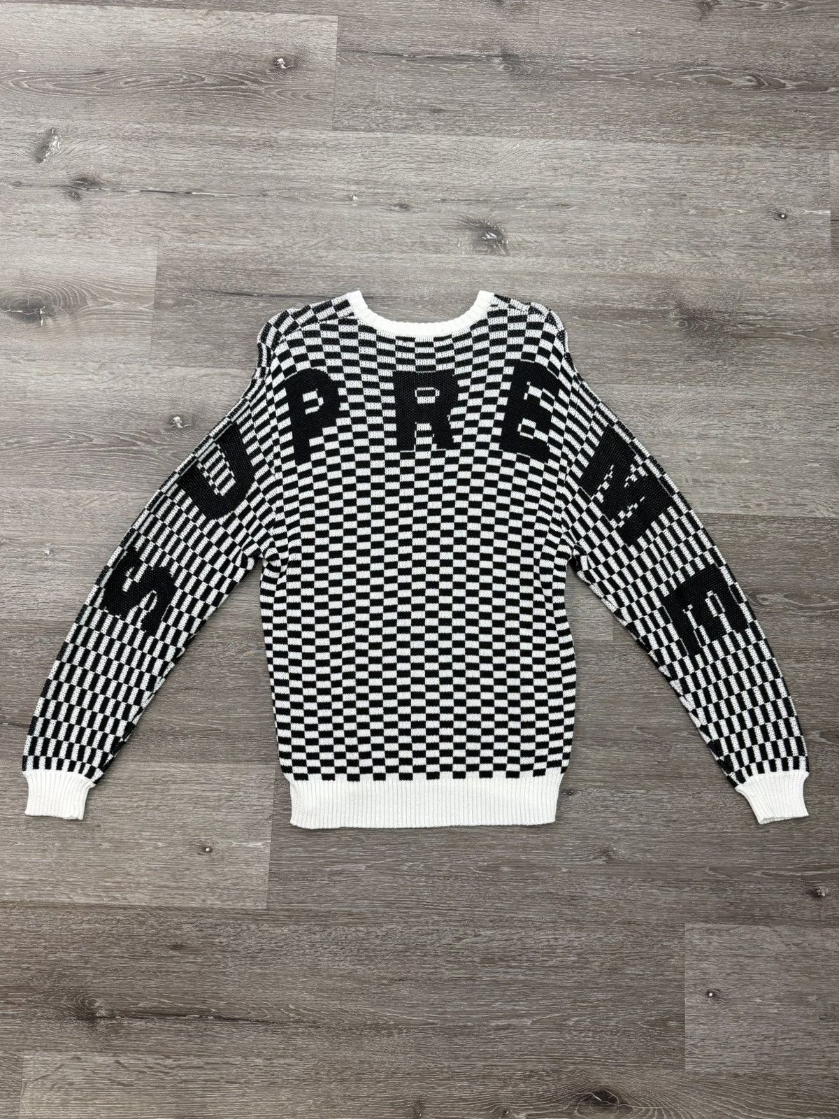 Supreme Supreme "Back Logo Sweater" (Checkerboard) SMALL Size US S / EU 44-46 / 1 - 2 Thumbnail