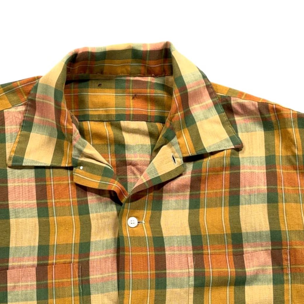 Vintage VINTAGE Madras Shirt Adult LARGE Green Yellow Orange Plaid Camp Collar 60s Pattern Button-Up Men's Size US L / EU 52-54 / 3 - 2 Thumbnail