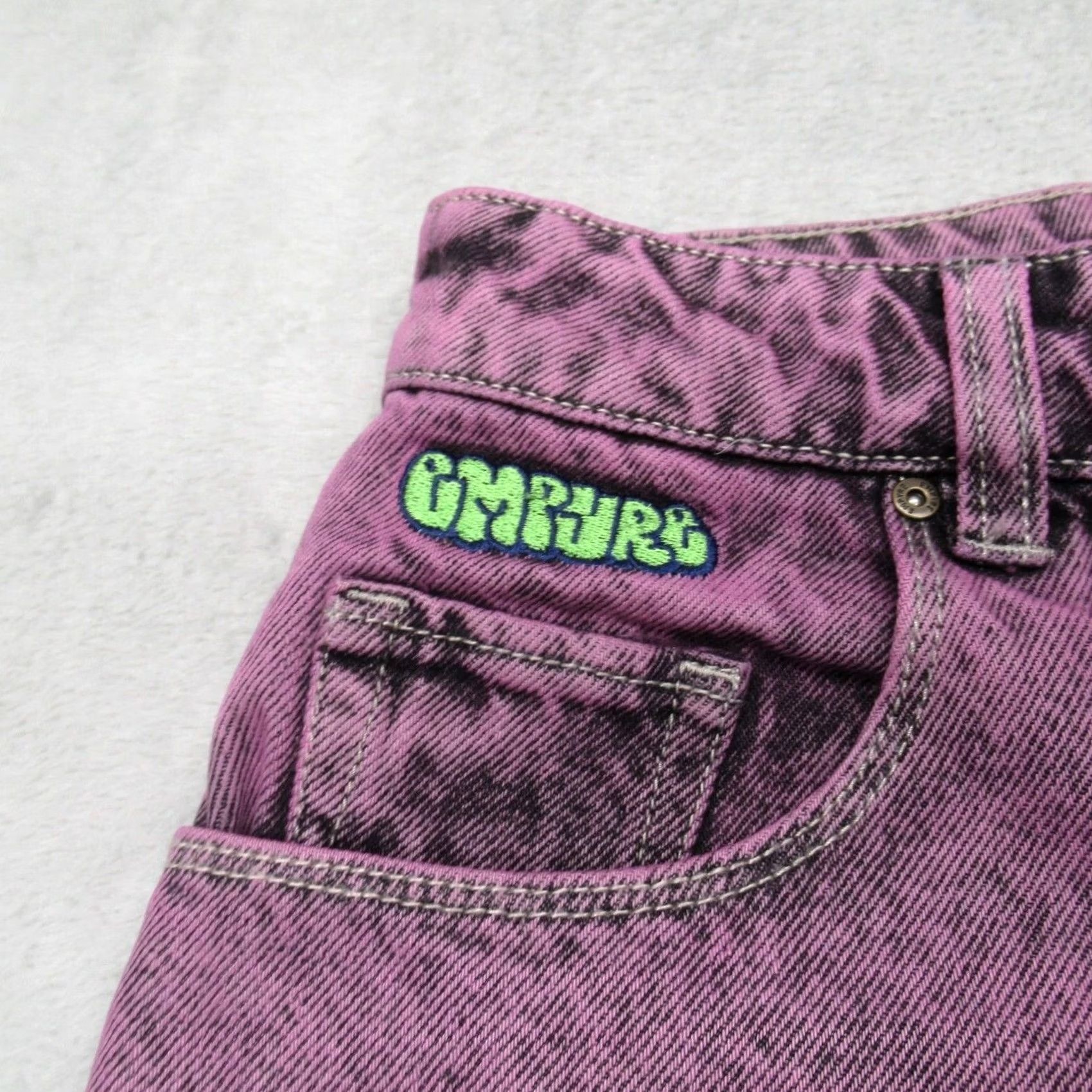 Empyre VINTAGE Empyre Jeans Womens 4 Purple Acid Wash Tori Wide Baggy Y2K Denim 28x31 Size 27" / US 4 / IT 40 - 7 Thumbnail