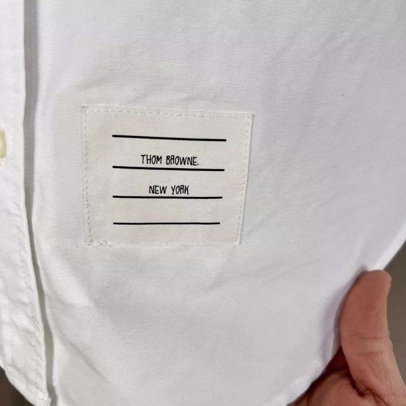 Thom Browne Thom Browne size42 Embroidered four bar striped shirt Size US XS / EU 42 / 0 - 4 Thumbnail