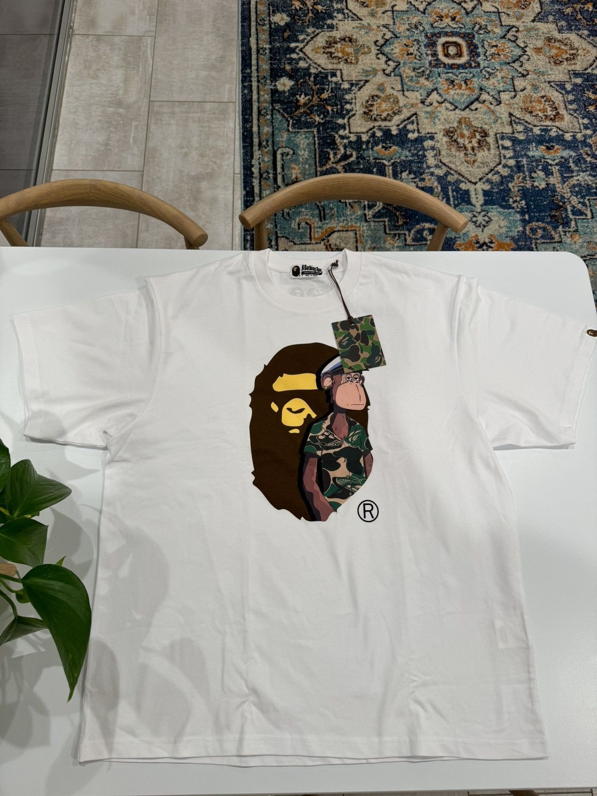 image of Bape X Bayc Curtis Tee in White, Men's (Size Large)