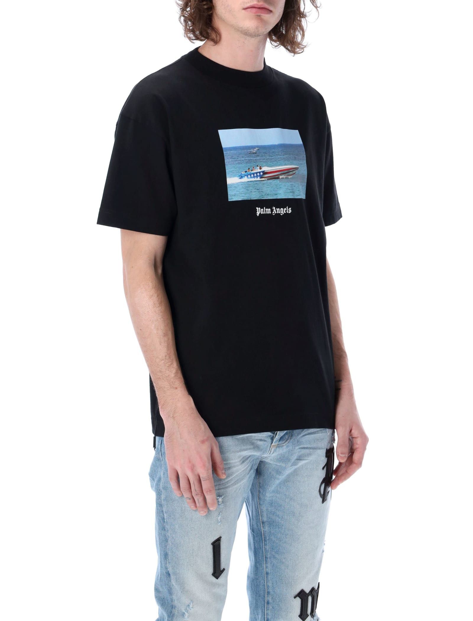 Palm Angels o1y0325 Logo Crewneck T-Shirt in Black Size US XS / EU 42 / 0 - 2 Thumbnail