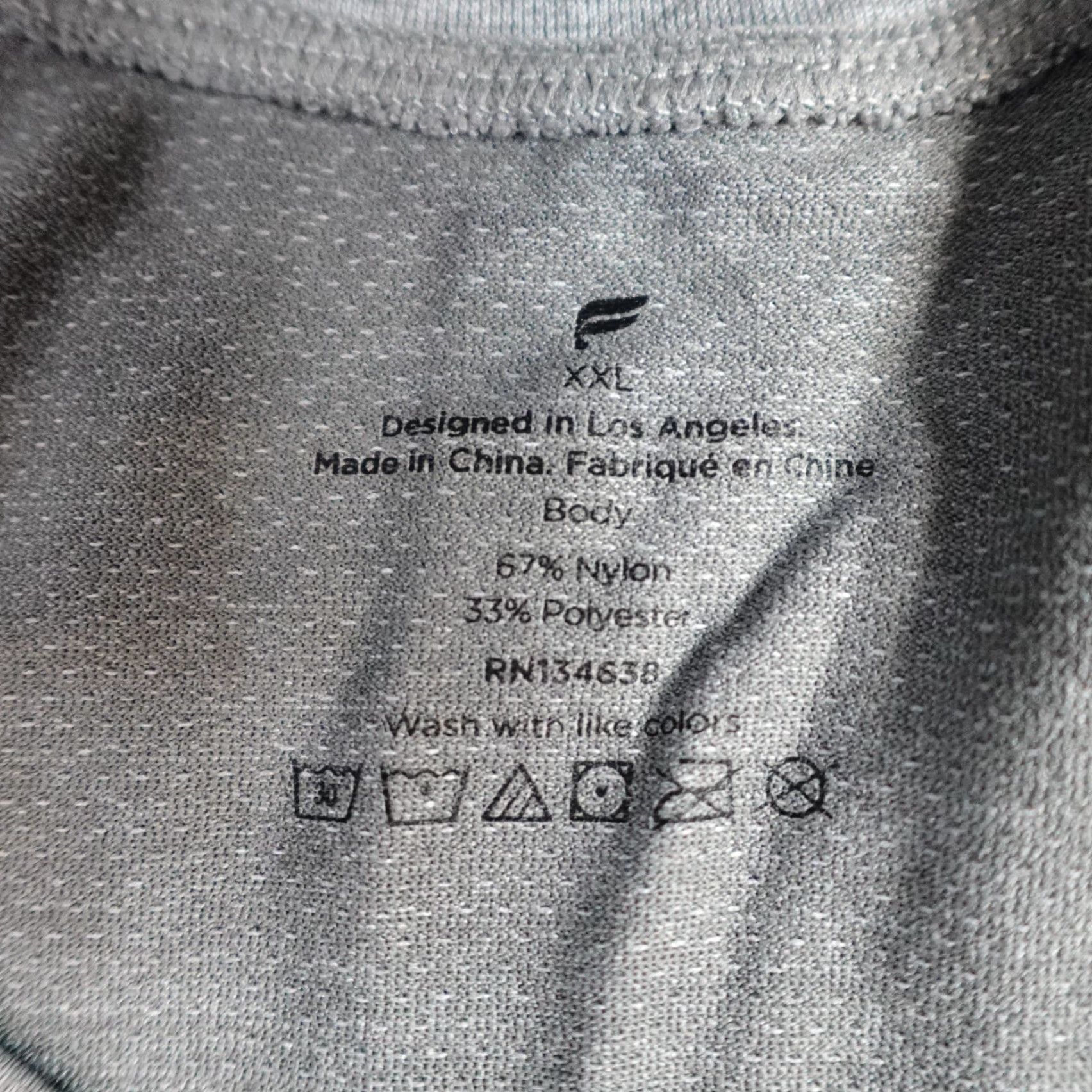 Fabletics Fabletics Shirt T-Shirt 2XL Gray Raglan Short Sleeve Crew Neck Activewear Men Athletic Regular Size US XXL / EU 58 / 5 - 2 Thumbnail