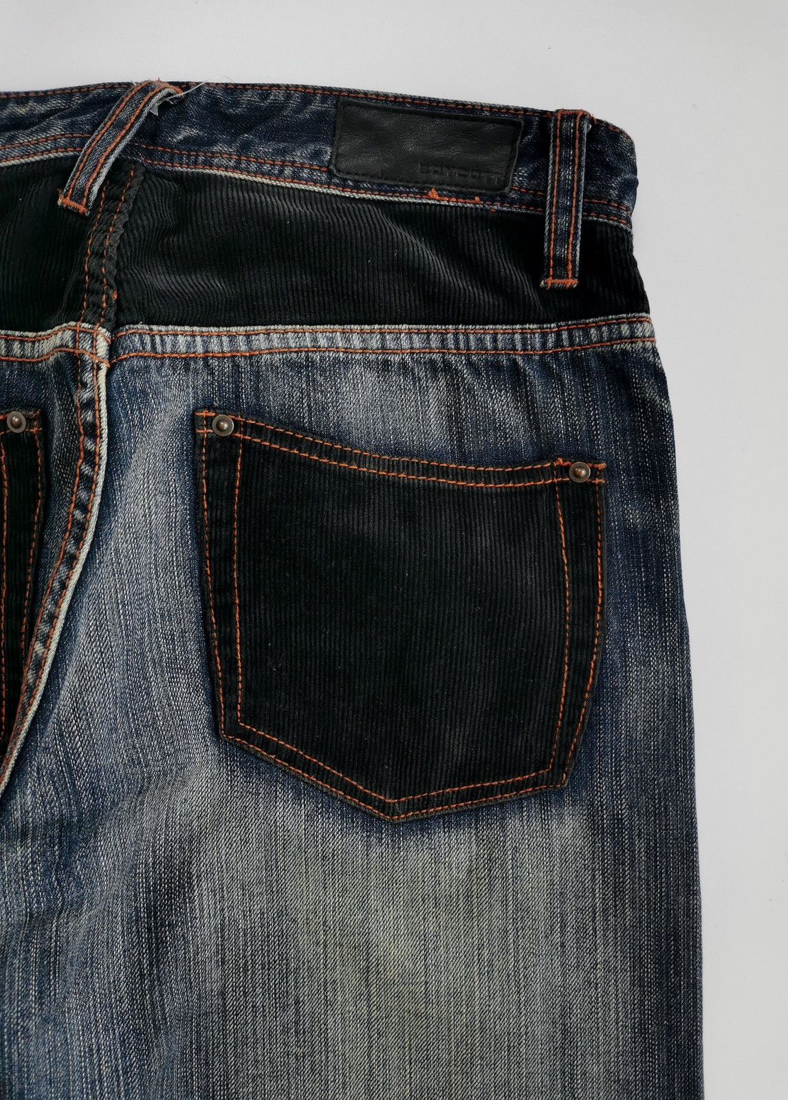 Tornado Mart Boycott Japan Corduroy Mix Repaired Distressed Jeans Size US 31 - 8 Thumbnail