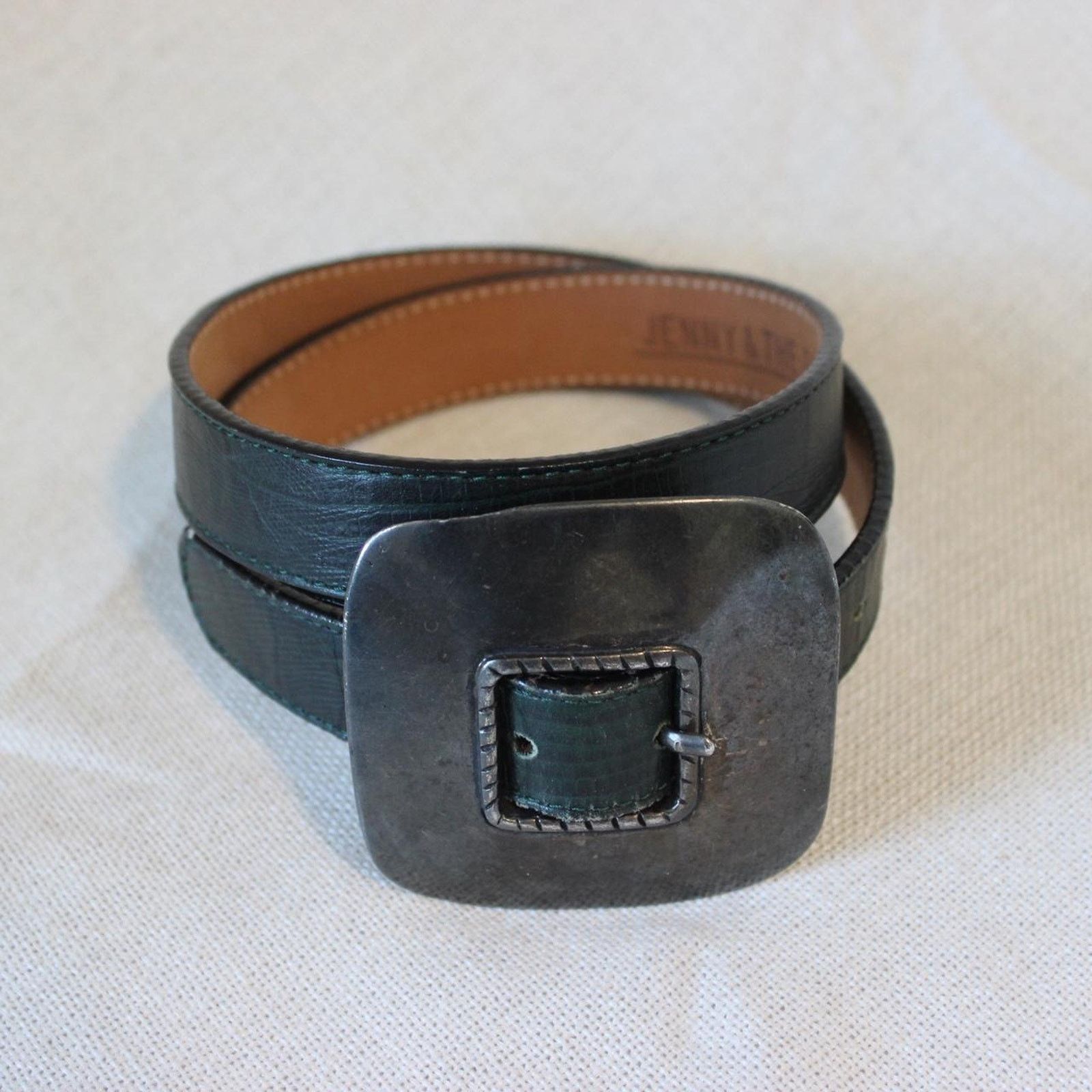 Other Vintage Deep Green Leather Belt Size ONE SIZE - 4 Thumbnail