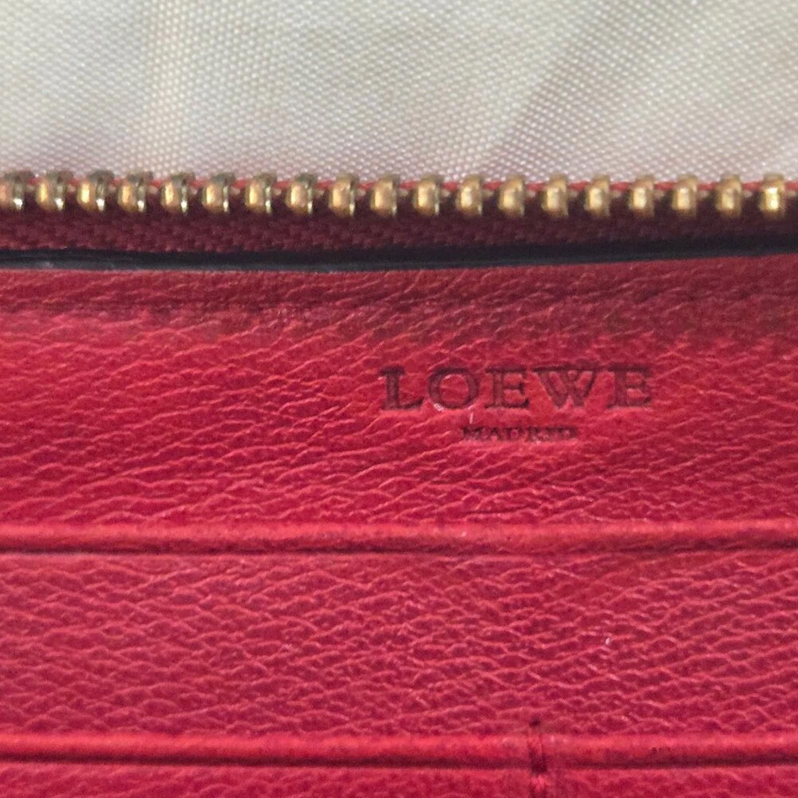 Loewe Authentic LOEWE Zip-Around Leather Wallet – Red & Black Size ONE SIZE - 6 Thumbnail