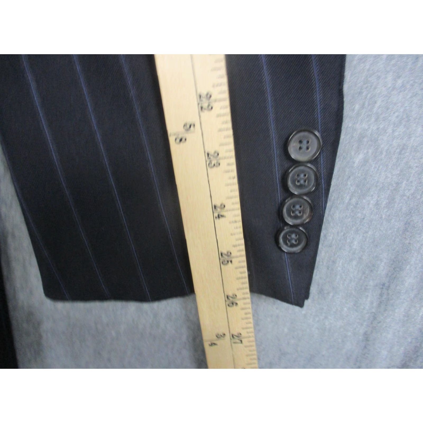 Vintage Stuart's Choice Suit Mens 44 Wool Pinstripe 2 Piece Pleated 37x30 Made Italy Size 44R - 6 Thumbnail