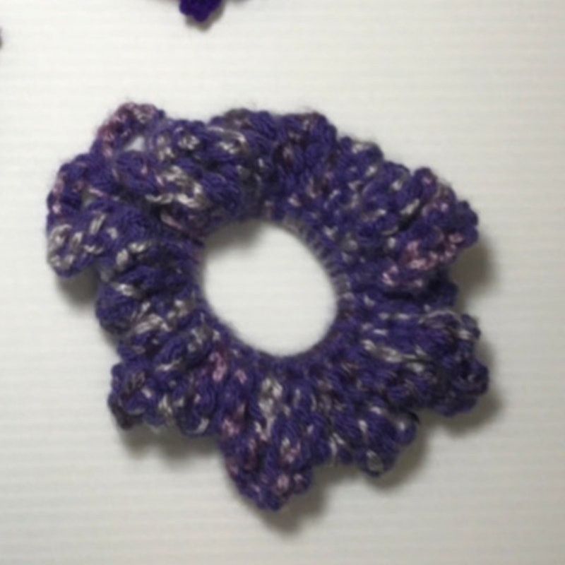 Handmade NWT Purple Gold Handmade Crocheted Hair Scrunchie Set of 3 Size ONE SIZE - 4 Thumbnail