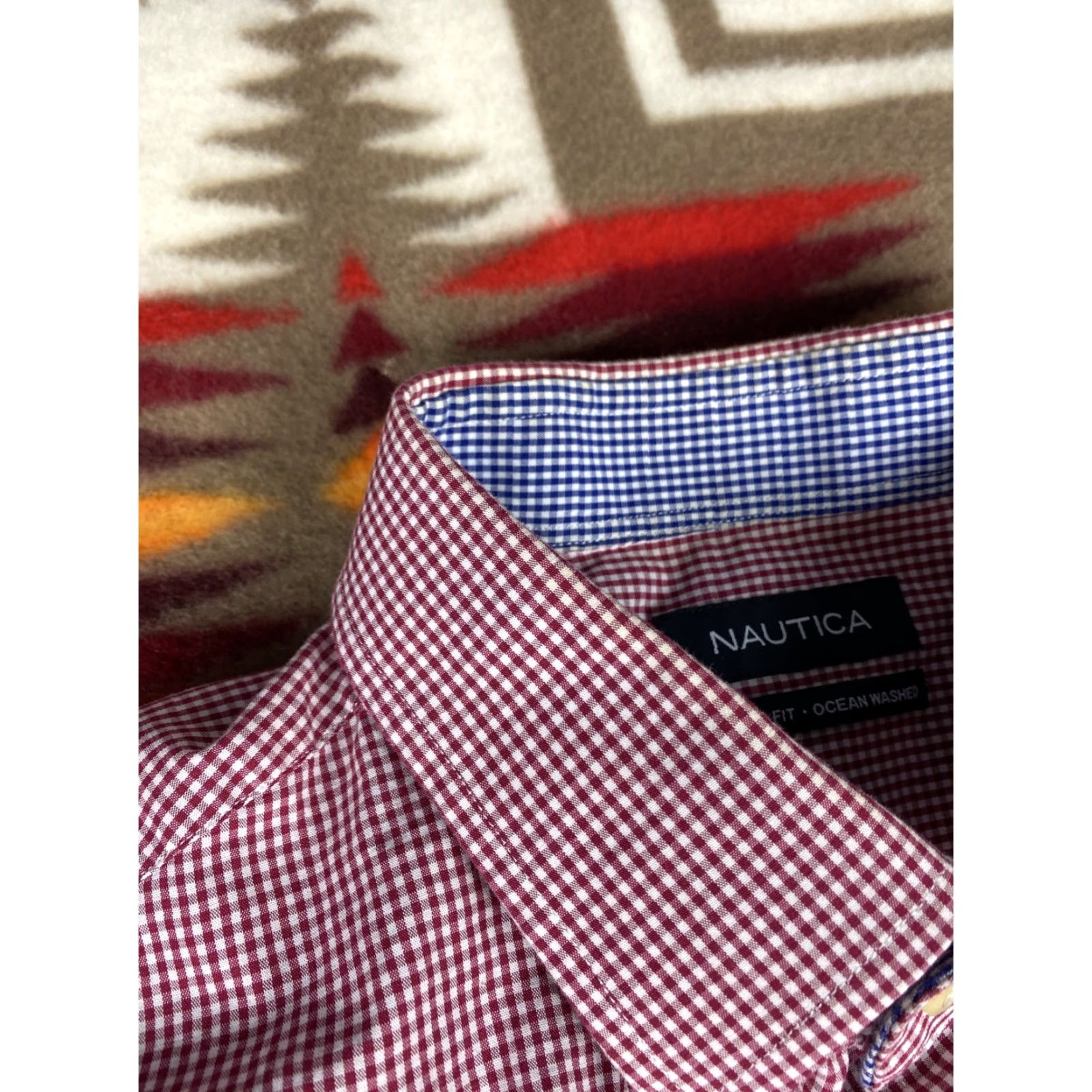 Nautica Nautica Dress Shirt Men Red Checkered 2XL 17 34/35 See Description Mens Red Checks Shirt Size 48R - 6 Thumbnail