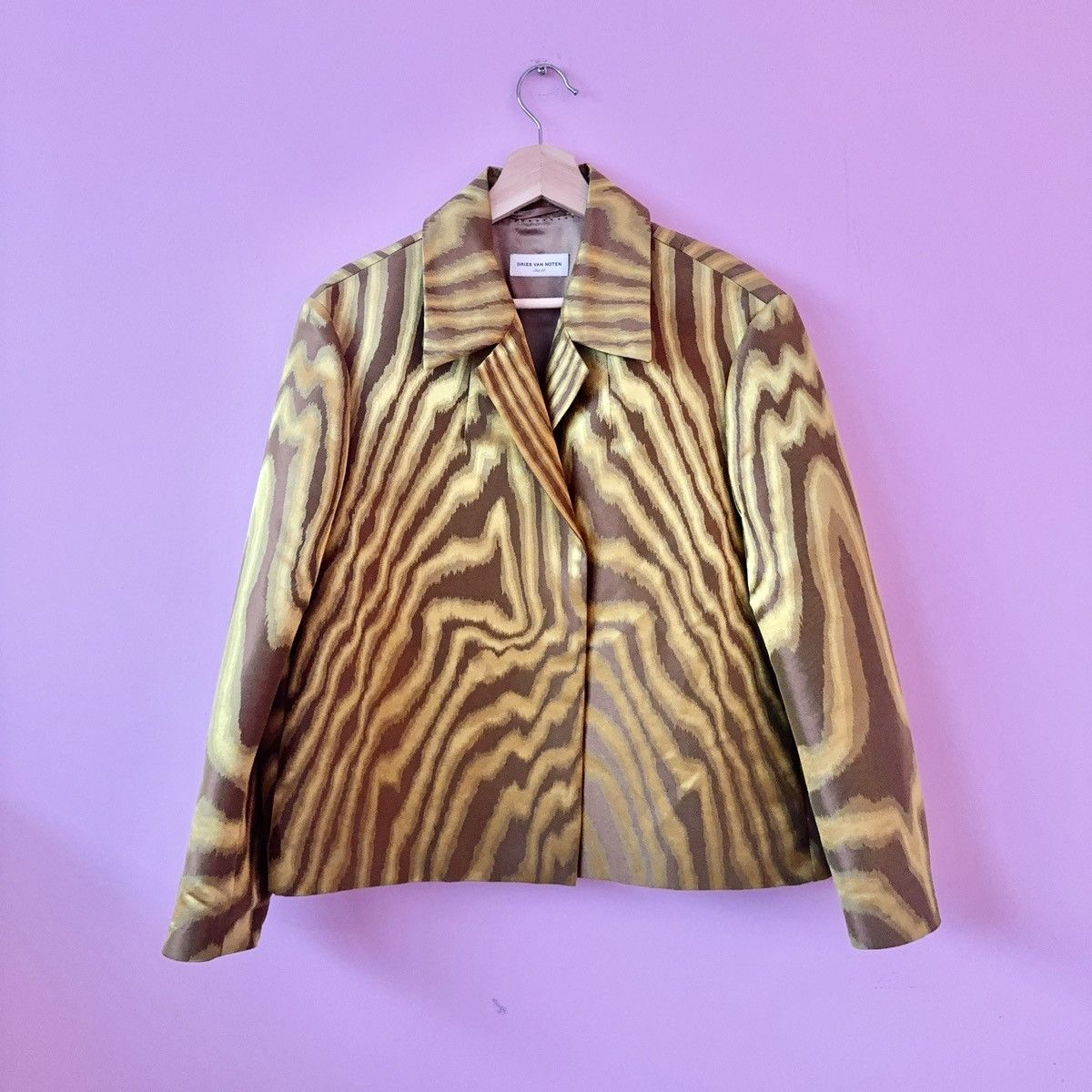 Dries Van Noten Dries Van Noten Abstract Woodgrain Silk-Blend Jacket Size S / US 4 / IT 40 - 1 Thumbnail