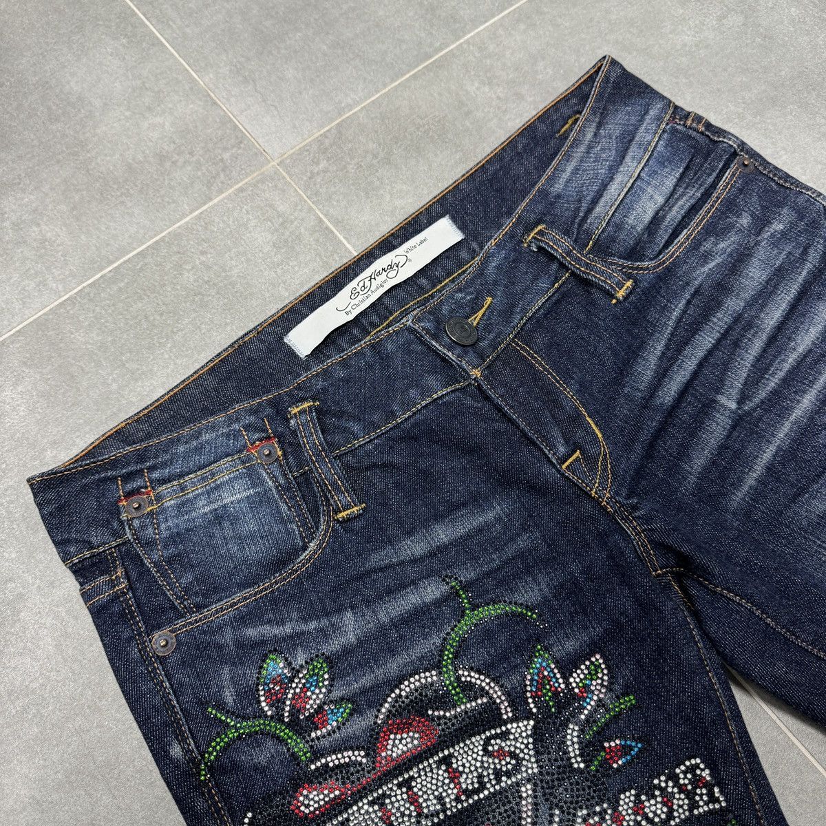 Christian Audigier × Ed Hardy Ed Hardy by Christian Audigier Tattoo Skull Y2K Jeans Size 34" / US 12 / IT 48 - 6 Thumbnail