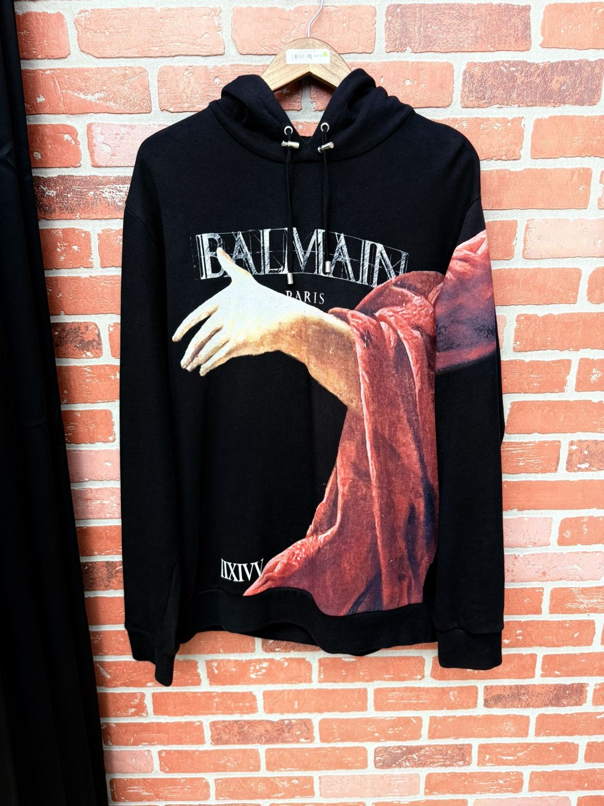 Balmain Balmain statue graphic-print cotton hoodie Black Size Large Size US L / EU 52-54 / 3 - 1 Thumbnail