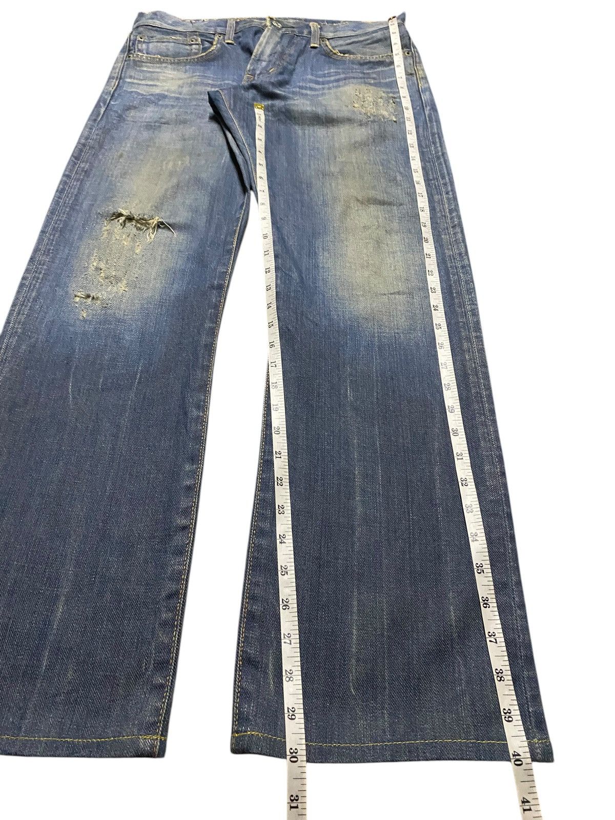 Edwin Vintage Edwin 503R Blue Trip Grunge Distressed Loose Jeans Size US 33 - 18 Thumbnail